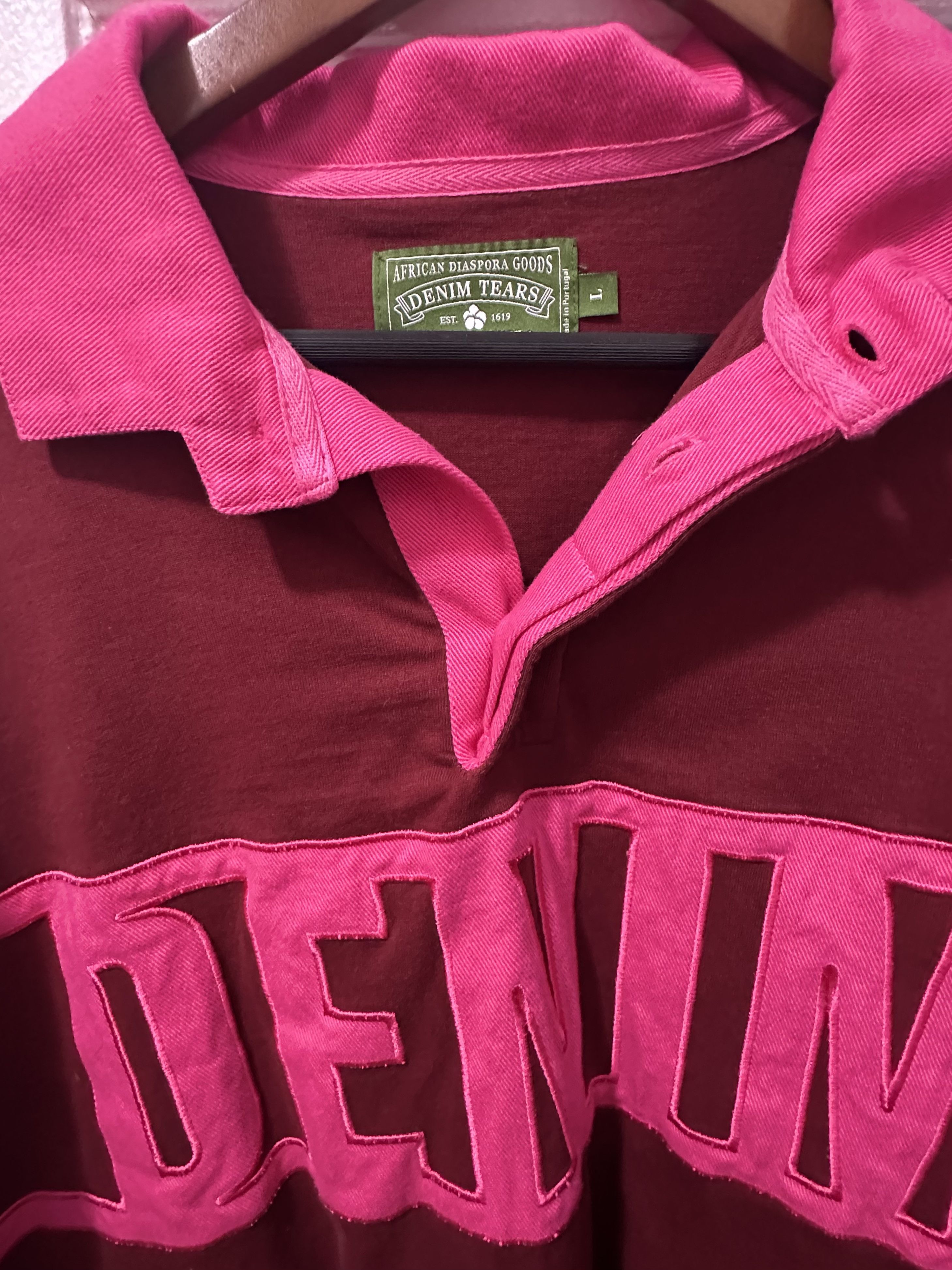 DENIM TEARS Denim Tears Pink/Red Rugby Size L / US 10 / IT 46 - 2 Thumbnail