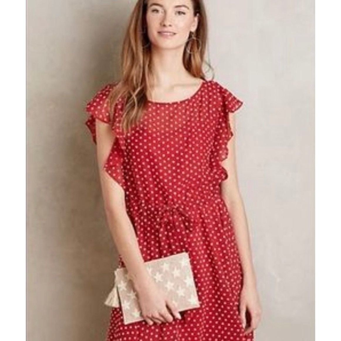 Anthropologie Anthropologie Eva Franco 4 6 Fluttered Conchita Dress Red Dr Size S / US 4 / IT 40 - 1 Thumbnail