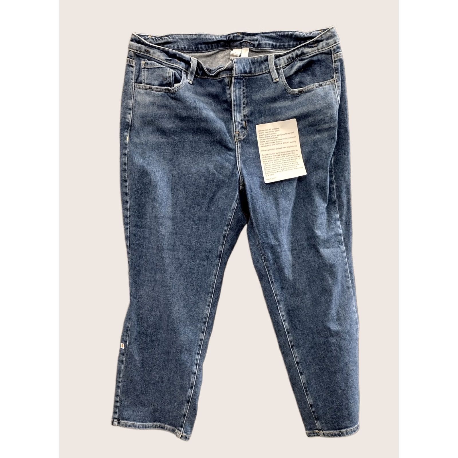 Vintage Unbranded Women's Dark Denim High Rise Tapered Jeans 18 Blue Plus 90s Vintage Style Distressed Pockets 5-Pocket Size 40" / US 18 - 1 Thumbnail