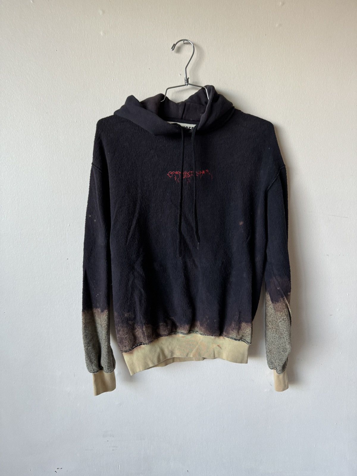 image of Ottolinger Reversed Fleece Dip Dye Hoodie in Black, Men's (Size XS)