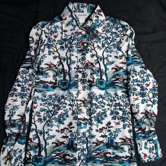 Other Vintage MCM Lady Manhattan Hunting Polyester Disco Shirt Size L / US 10 / IT 46 - 2 Thumbnail