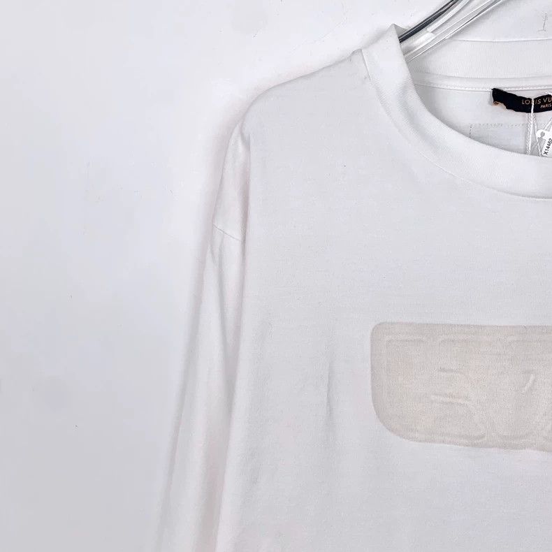 Louis Vuitton Louis Vuitton White logo printed cotton crewneck long slee Size US L / EU 52-54 / 3 - 3 Thumbnail
