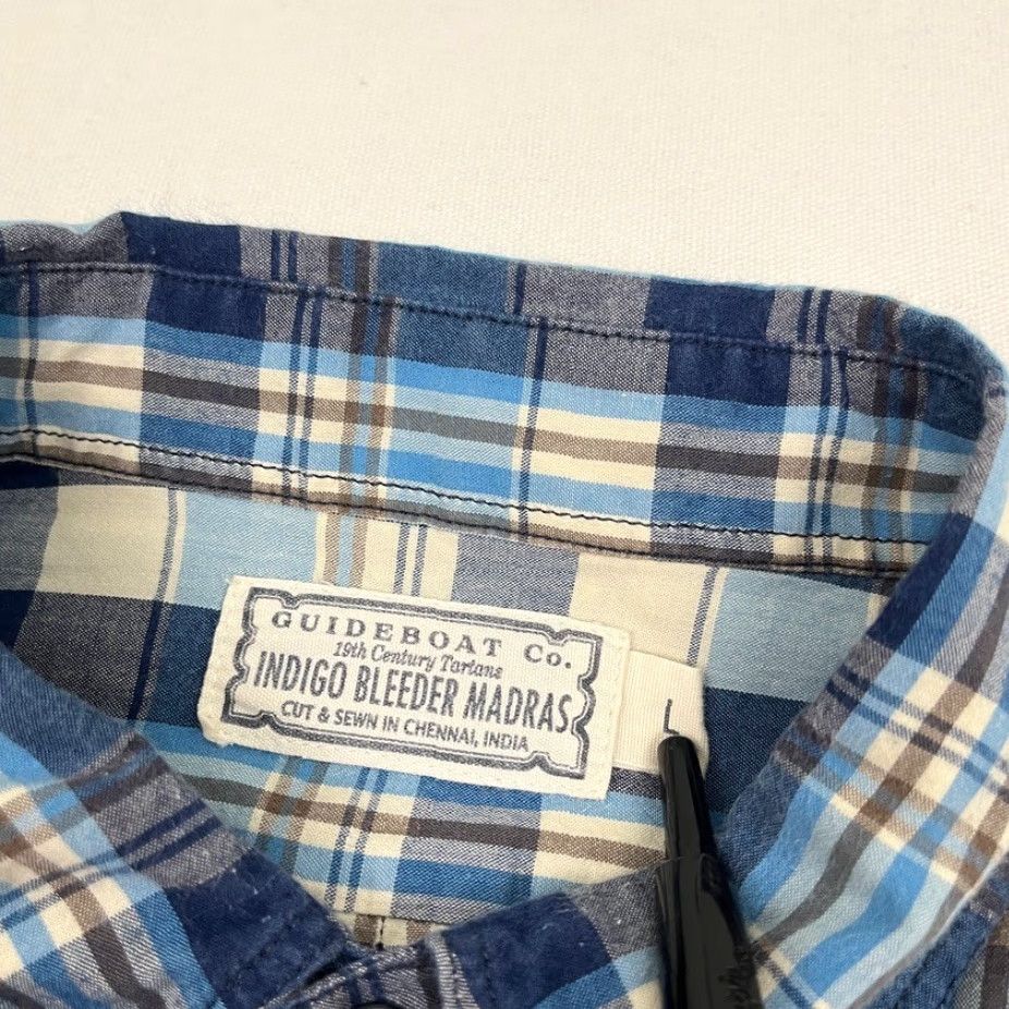 CO Guideboat Co Shirt Mens Large Blue Indigo Bleeder Madras Button Down Casual Prep Shirt Size US L / EU 52-54 / 3 - 3 Thumbnail