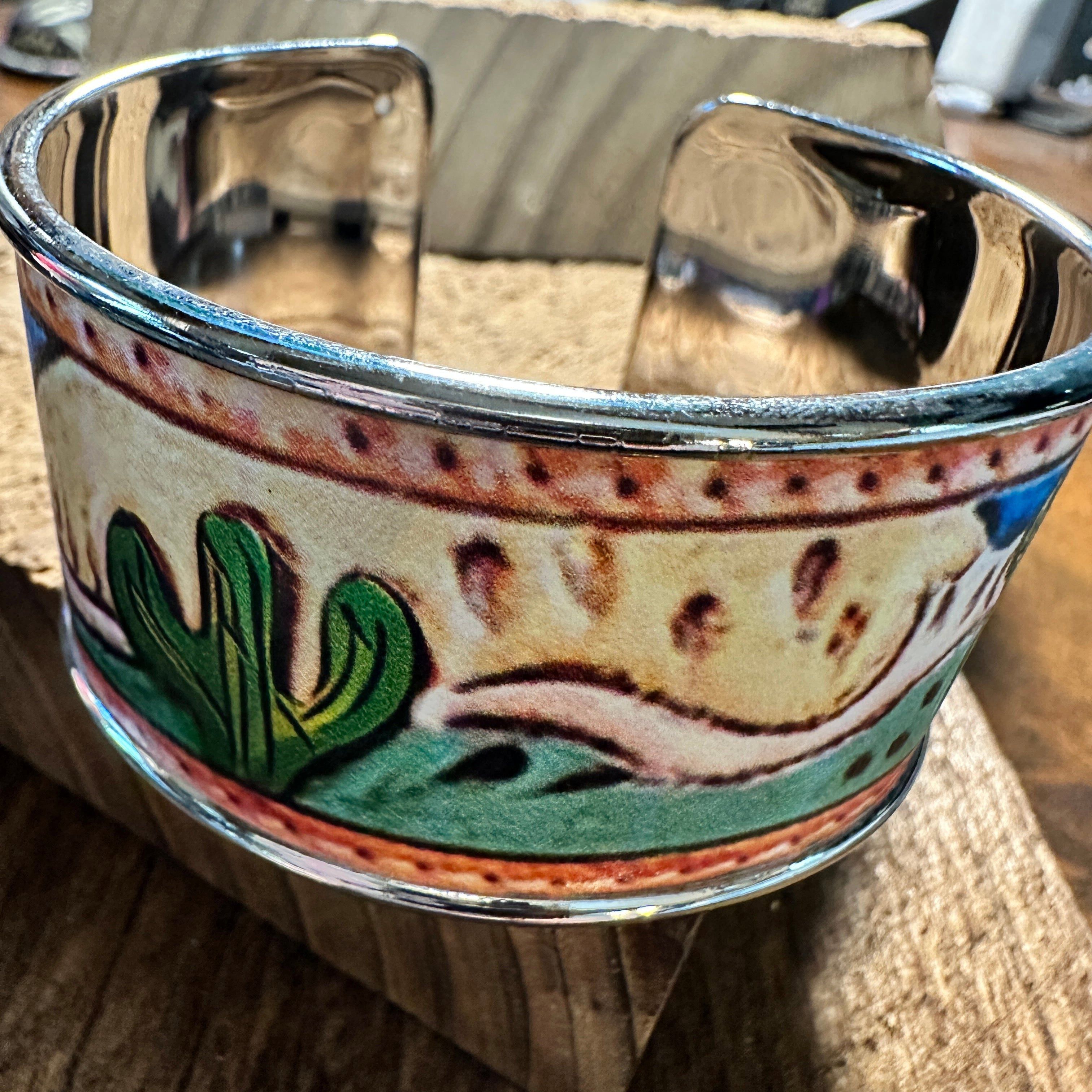 Other Boho SouthWestern Chic Cactus Scene Wide Cuff Bangle Bracele Size ONE SIZE - 2 Thumbnail