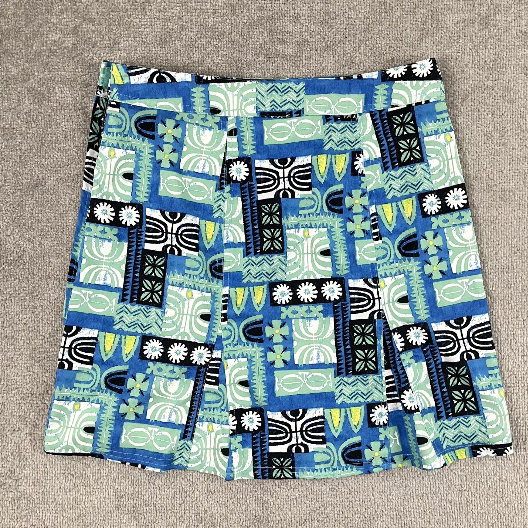 Vintage RipSkirt Hawaii Wrap Skirt Womens Medium Adjustable Waist Blue Green Geometric Beach Wrap Size 32" / US 10 / IT 46 - 7 Thumbnail