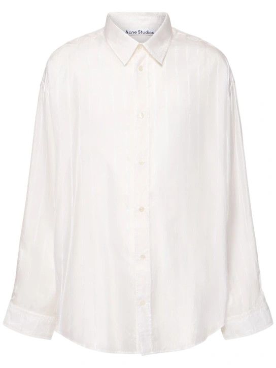 Acne Studios o1lsvrm0425 Setar Logo Stiped Cupro Shirt in White Size US XL / EU 56 / 4 - 1 Thumbnail