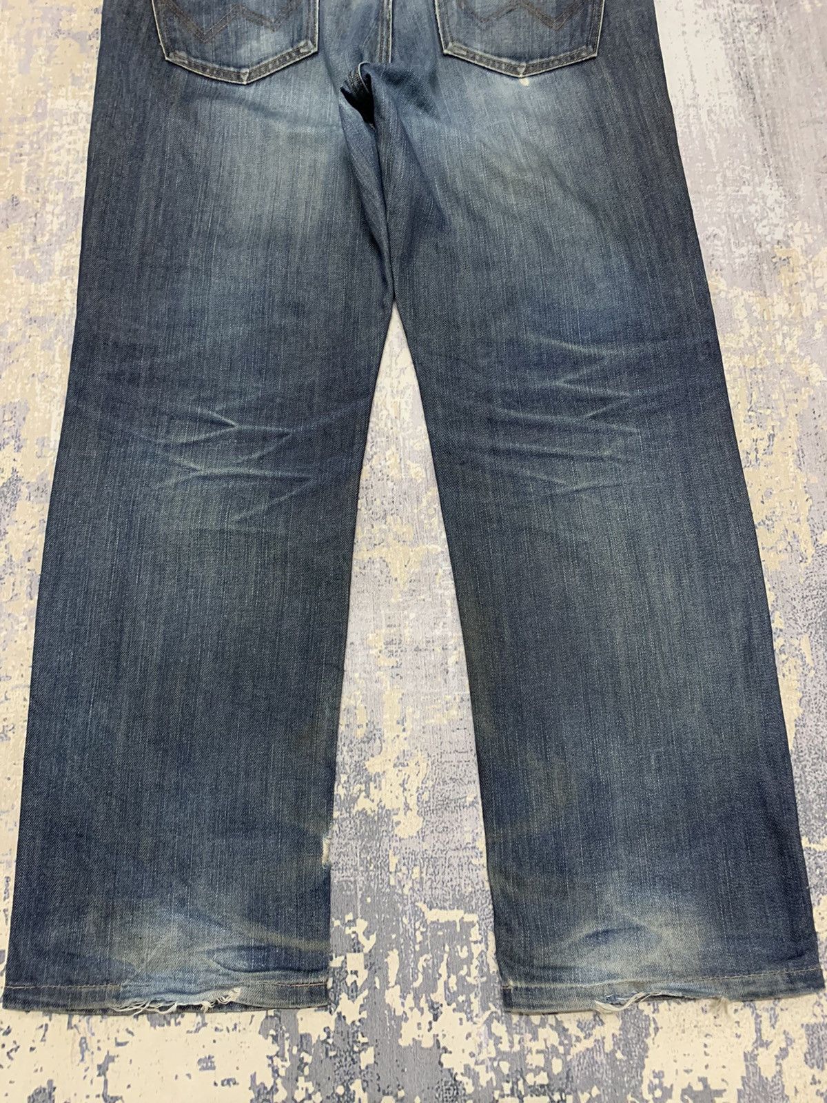 Japanese Brand Edwin 505 Distressed Mud Wash Denim Jeans Size US 37 - 13 Thumbnail