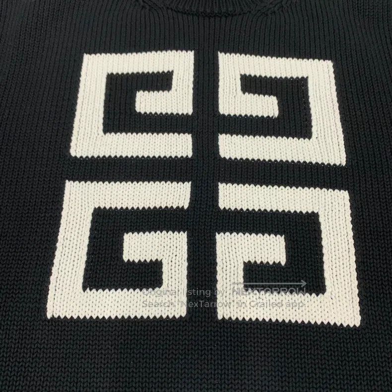 Givenchy Givenchy Black Destroyed Big Logo Knit Sweater (XL Size) Size US XL / EU 56 / 4 - 4 Thumbnail