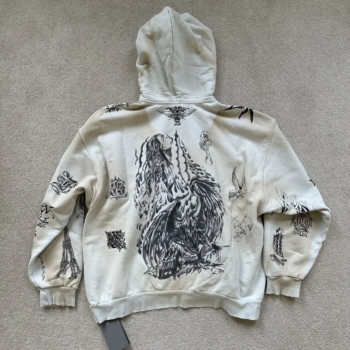 Balenciaga SS24 TATTOO ZIPUP HOODIE Size US M / EU 48-50 / 2 - 2 Thumbnail