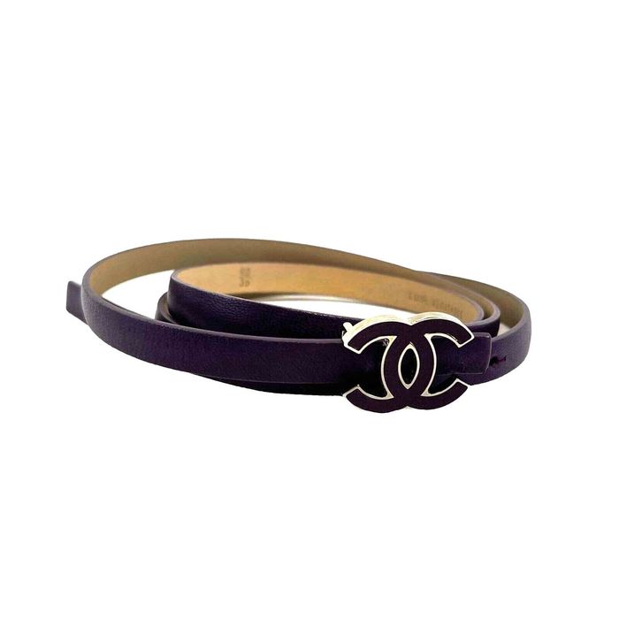 Chanel Chanel Pristine Skinny CC Logo Leather Purple Belt 90/36 201