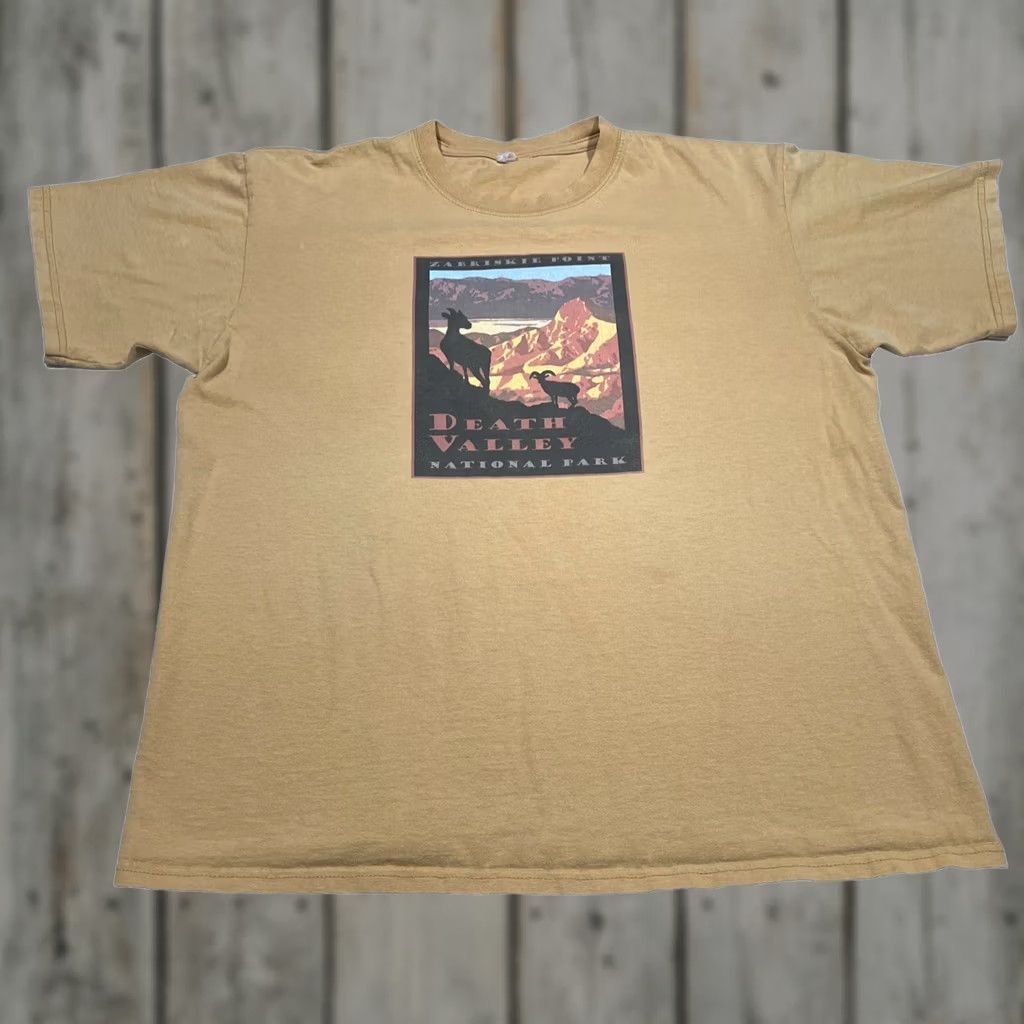 Vintage Zabriskie Point Death Valley National Park T Shirt Large Tan Cotton Crew Neck Short Sleeve Men Regular Fit No Tags See Photos Graphic Print NP Theme Size US L / EU 52-54 / 3 - 1 Thumbnail