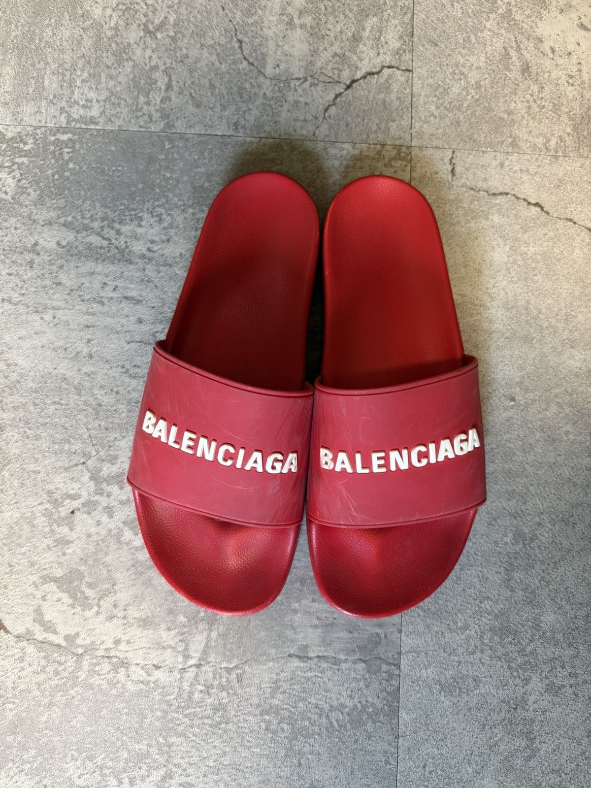 Balenciaga Pool Logo Slides red size 12 US