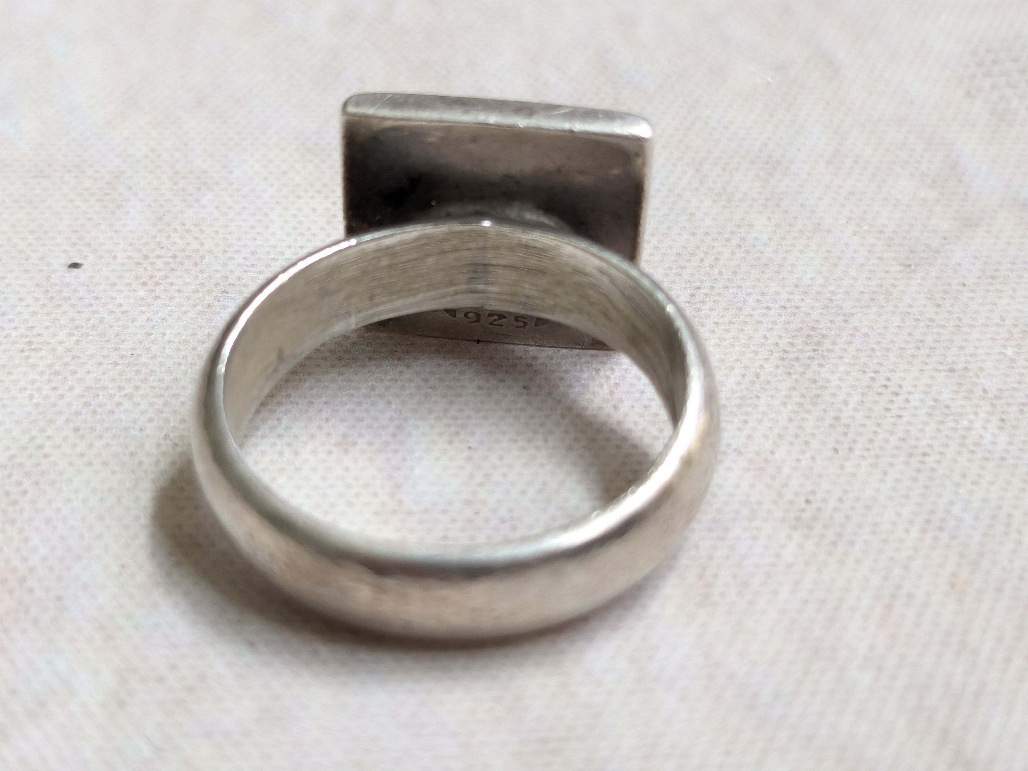 Jewelry Vintage Sterling Silver Signet Ring 7.5 Square Band Size ONE SIZE - 9 Thumbnail