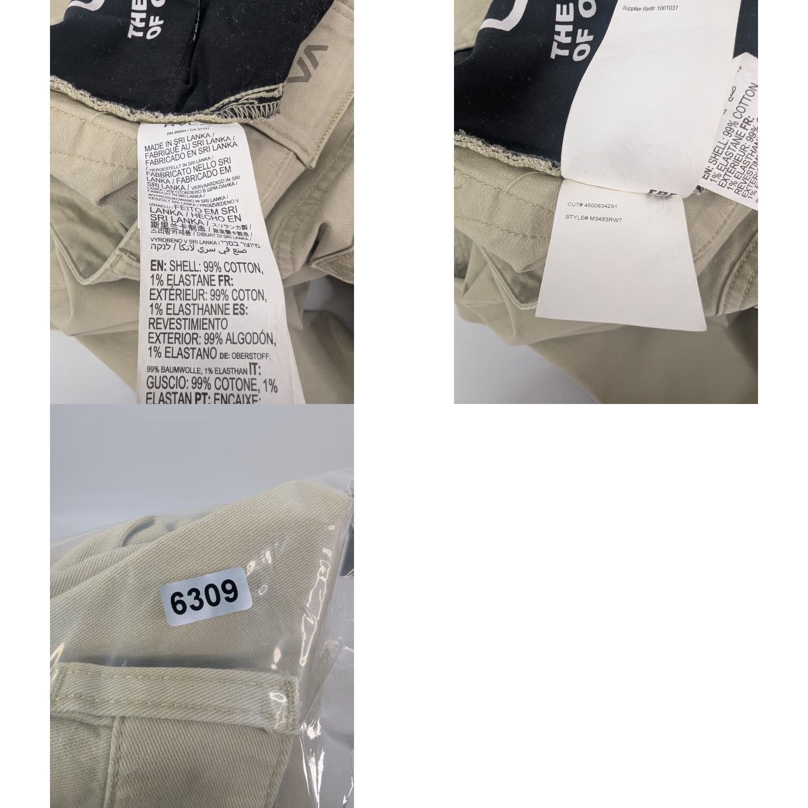 RVCA RVCA Weekend Fit Pants Men's 30 Khaki Chino Rope Belt Loops Flat Front Regular Straight 32x32 Casual Autumn Spring Summer Winter Beig/Beige Size US 30 / EU 46 - 9 Thumbnail