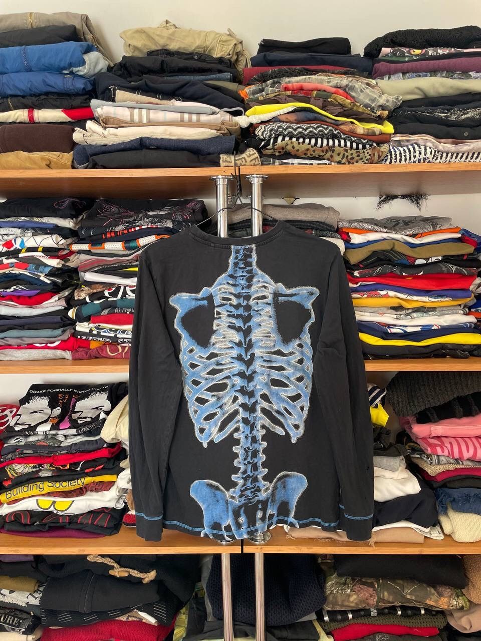 Vintage Y2K Crazy skull Bones Faded Printed longsleeve All Over Rare Size US M / EU 48-50 / 2 - 9 Thumbnail