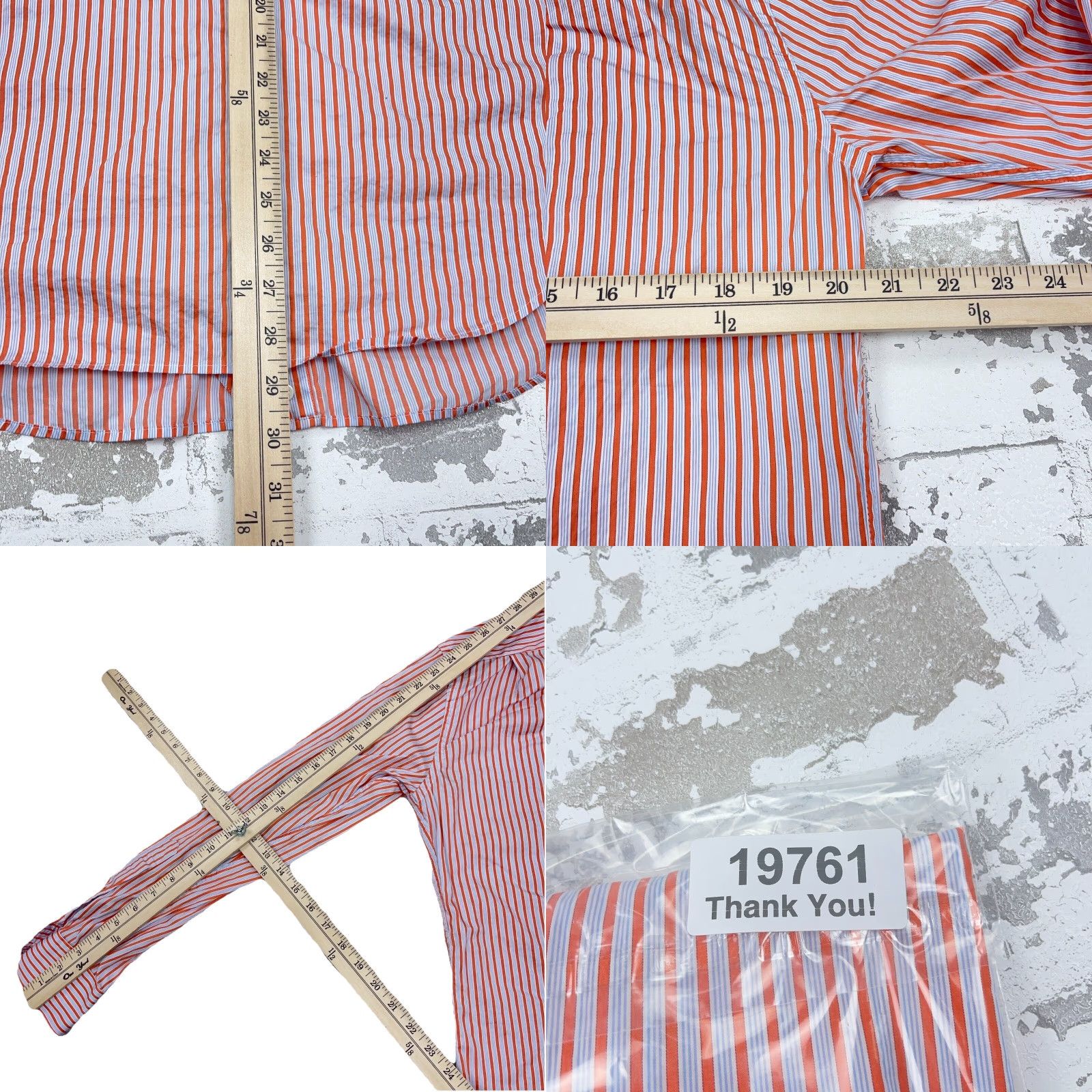 Peter Millar Peter Millar Shirt Men Medium Orange Striped Button-Up Dress Egyptian Cotton Size 40R - 8 Thumbnail