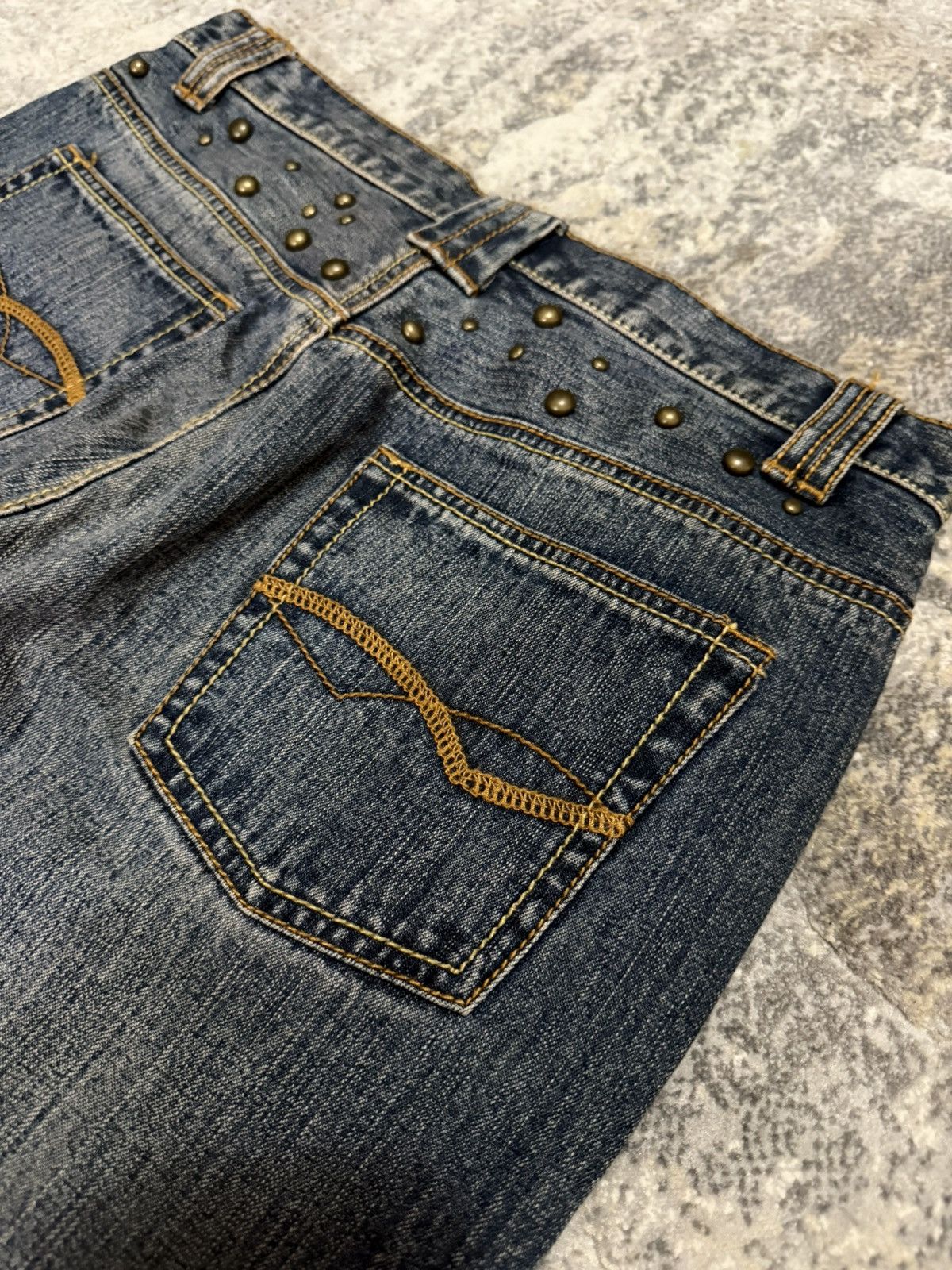 Japanese Brand Amore puro Artisanal Studded Distressed Baggy Jeans Size US 32 / EU 48 - 18 Thumbnail