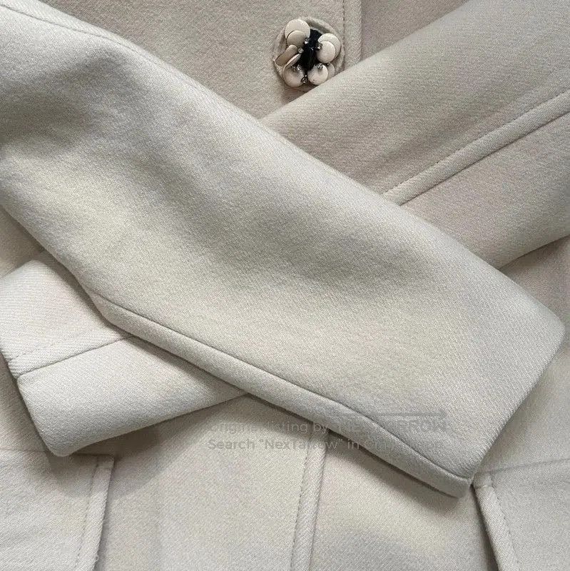Miu Miu Miu Miu Beige Wool Logo-Trimmed Coat . Size M / US 6-8 / IT 42-44 - 3 Thumbnail