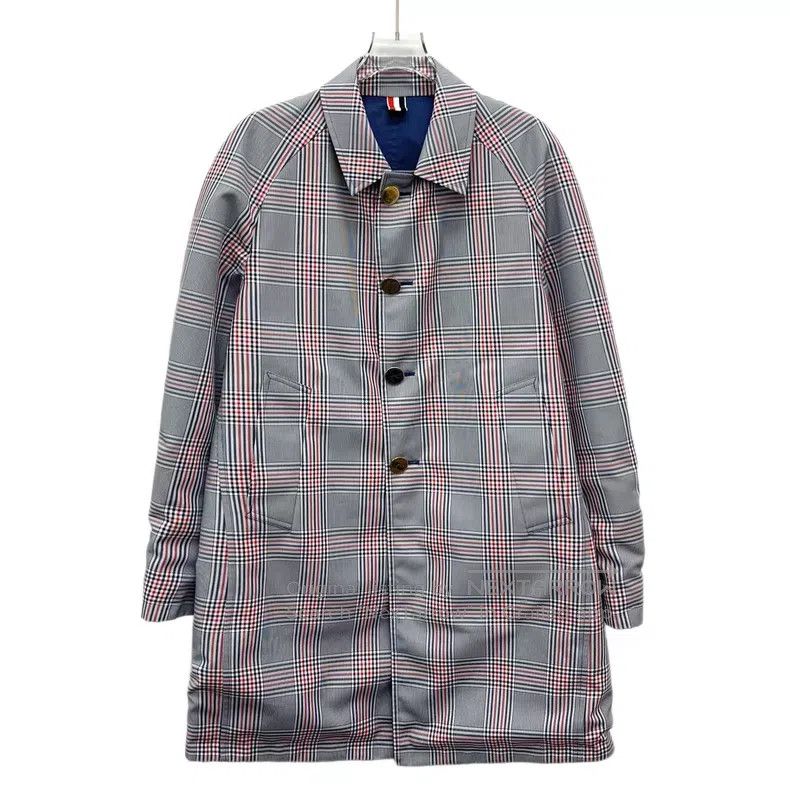 Thom Browne Thom Browne Blue Plaid Cotton Lapel Single Breasted Long S Size US S / EU 44-46 / 1 - 3 Thumbnail