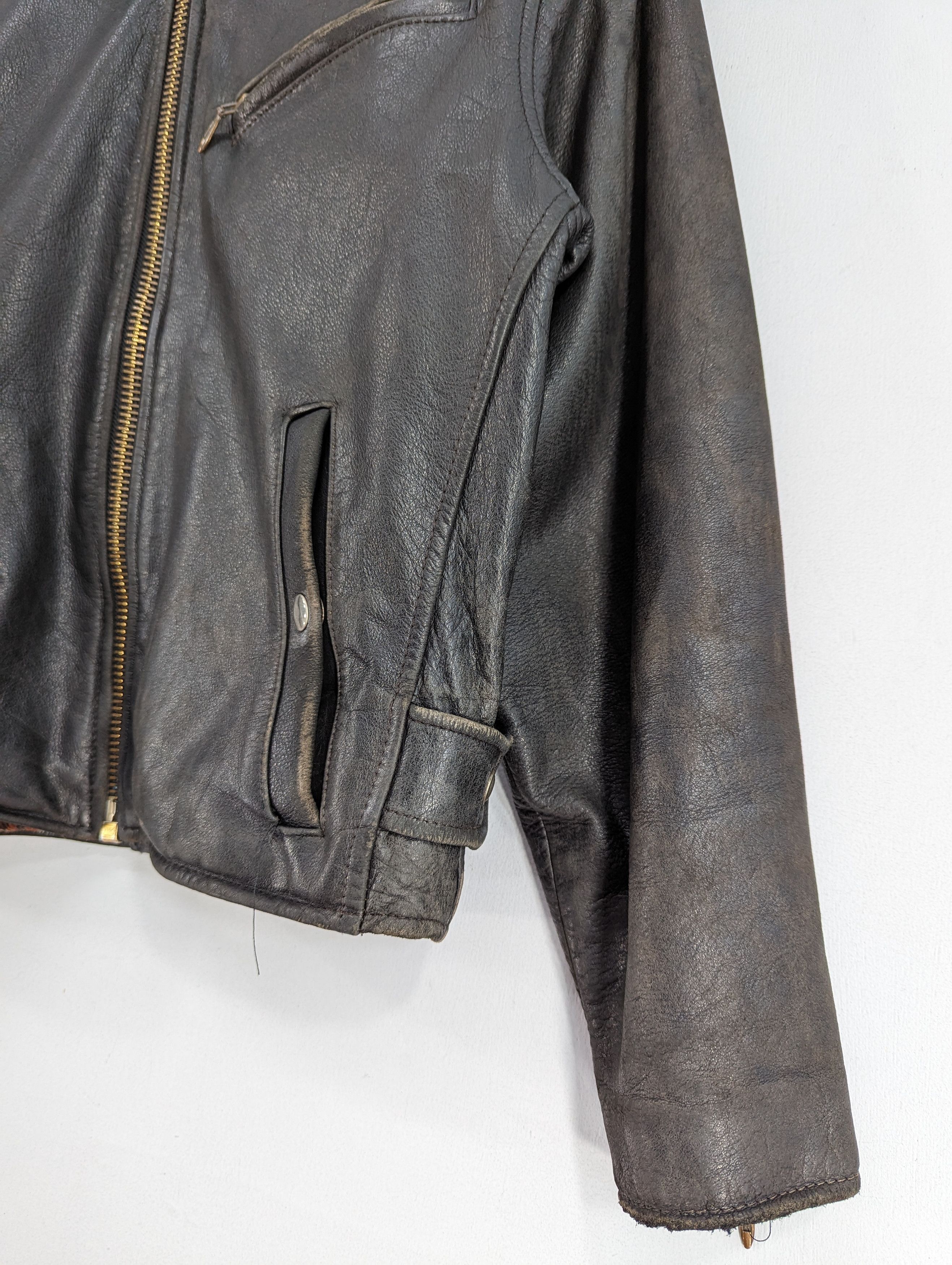 Vintage 🔥Vintage Unbrand Distressed Leather Jacket Ramones Size US S / EU 44-46 / 1 - 8 Thumbnail