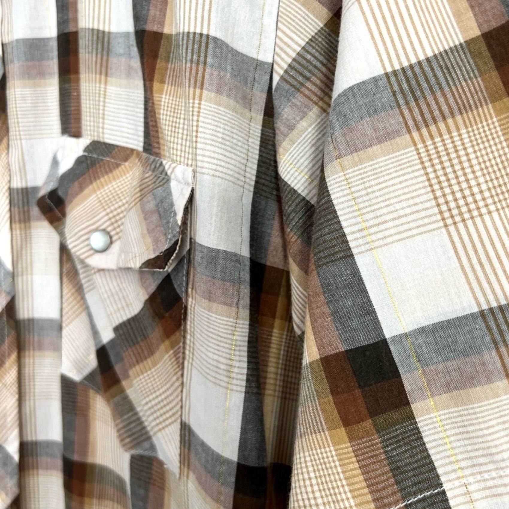 Roper Roper Shirt Brown Plaid Pearl Snap Short Sleeve Size S Mens Pocketed Diamond Pattern Size US S / EU 44-46 / 1 - 3 Thumbnail
