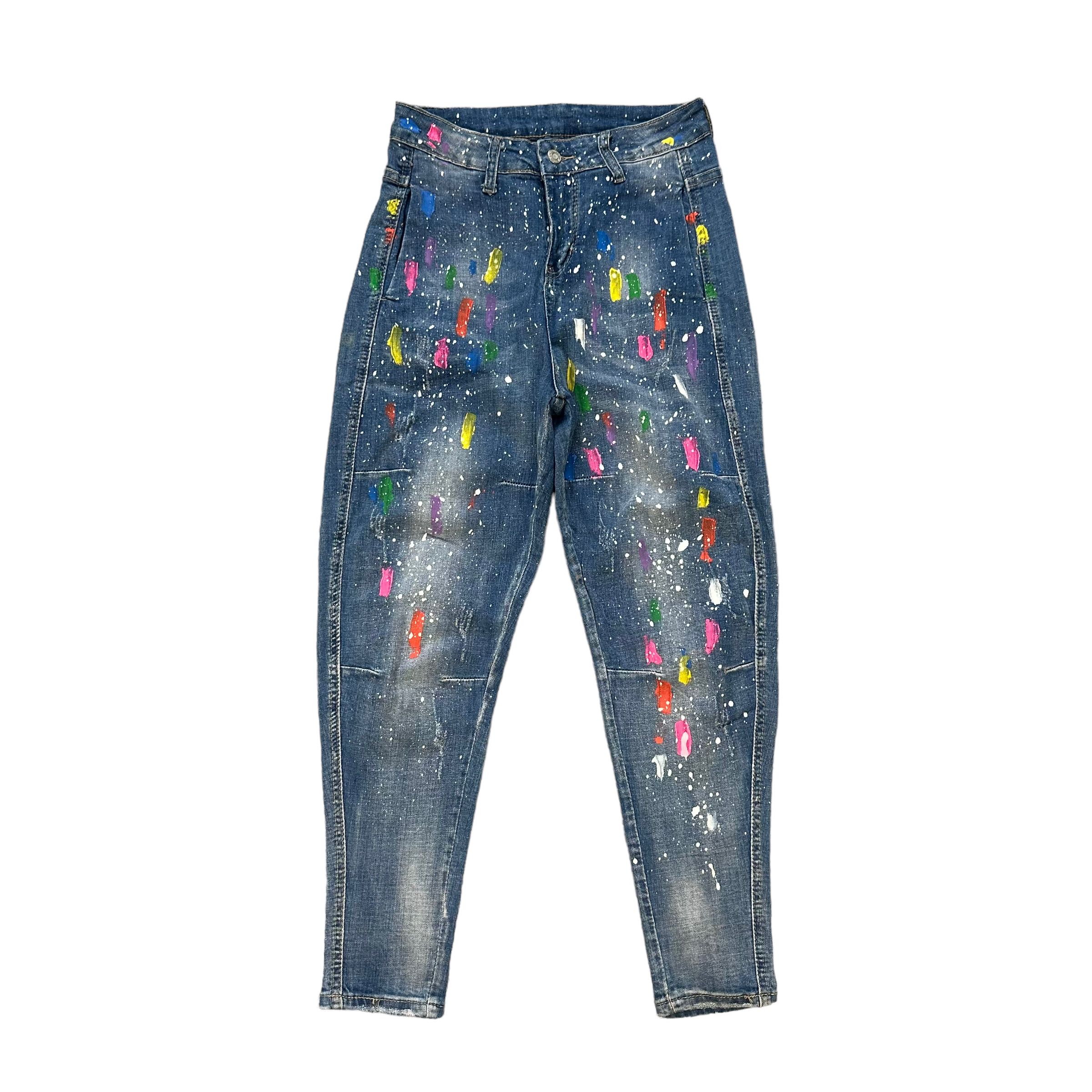 Japanese Brand LIANG DIAN PAINT SPLATTER BALLOON JEANS #8638-018 Size 28" / US 6 / IT 42 - 1 Thumbnail