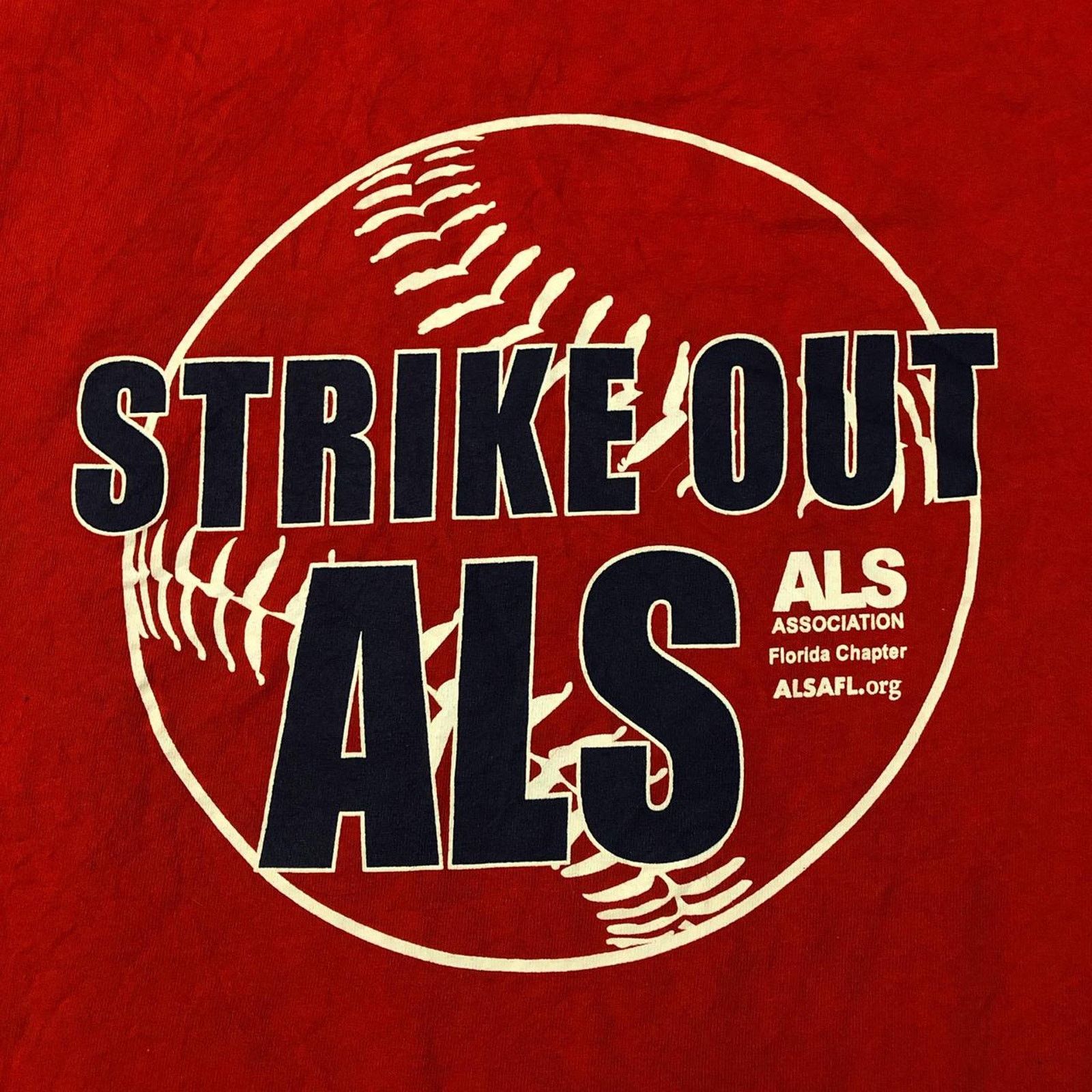 Gildan Men’s Red ‘Strike Out ALS’ Baseball Graphic Tee Size US XXL / EU 58 / 5 - 3 Thumbnail