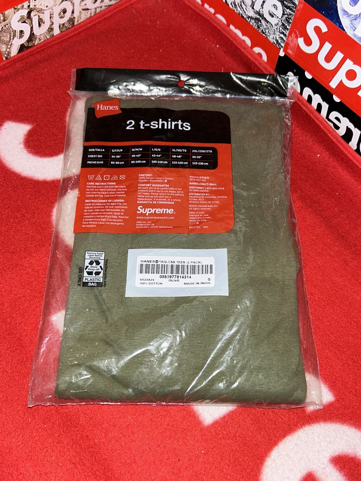 Supreme Supreme Hanes Tagless Tees SS22 Olive size Small NEW Size US S / EU 44-46 / 1 - 4 Thumbnail