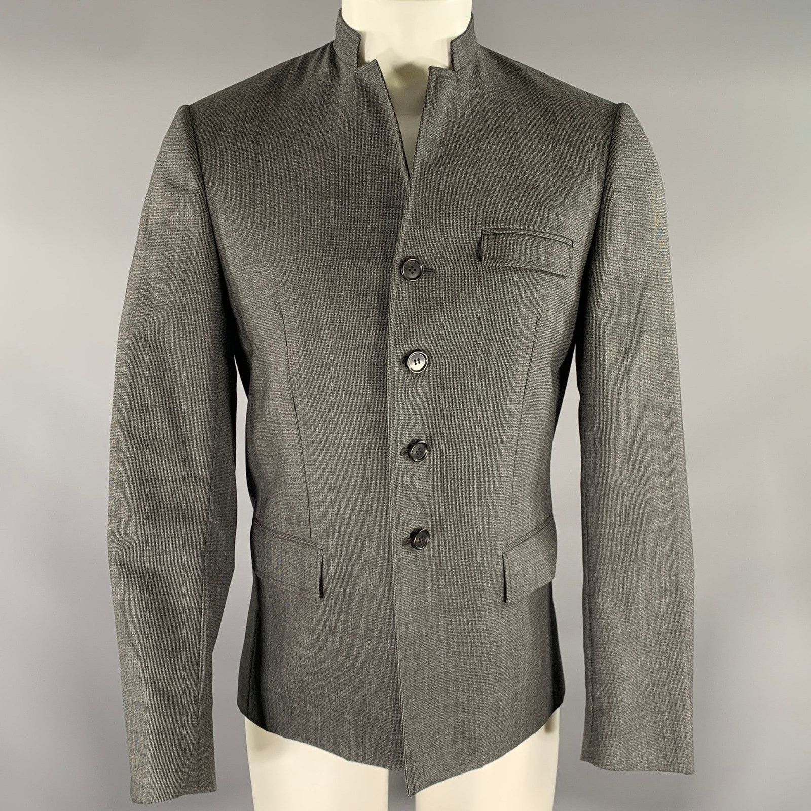 Dior DIOR HOMME Chest Grey Black Heather Wool Nehru Sport Coat Size 40R - 1 Thumbnail