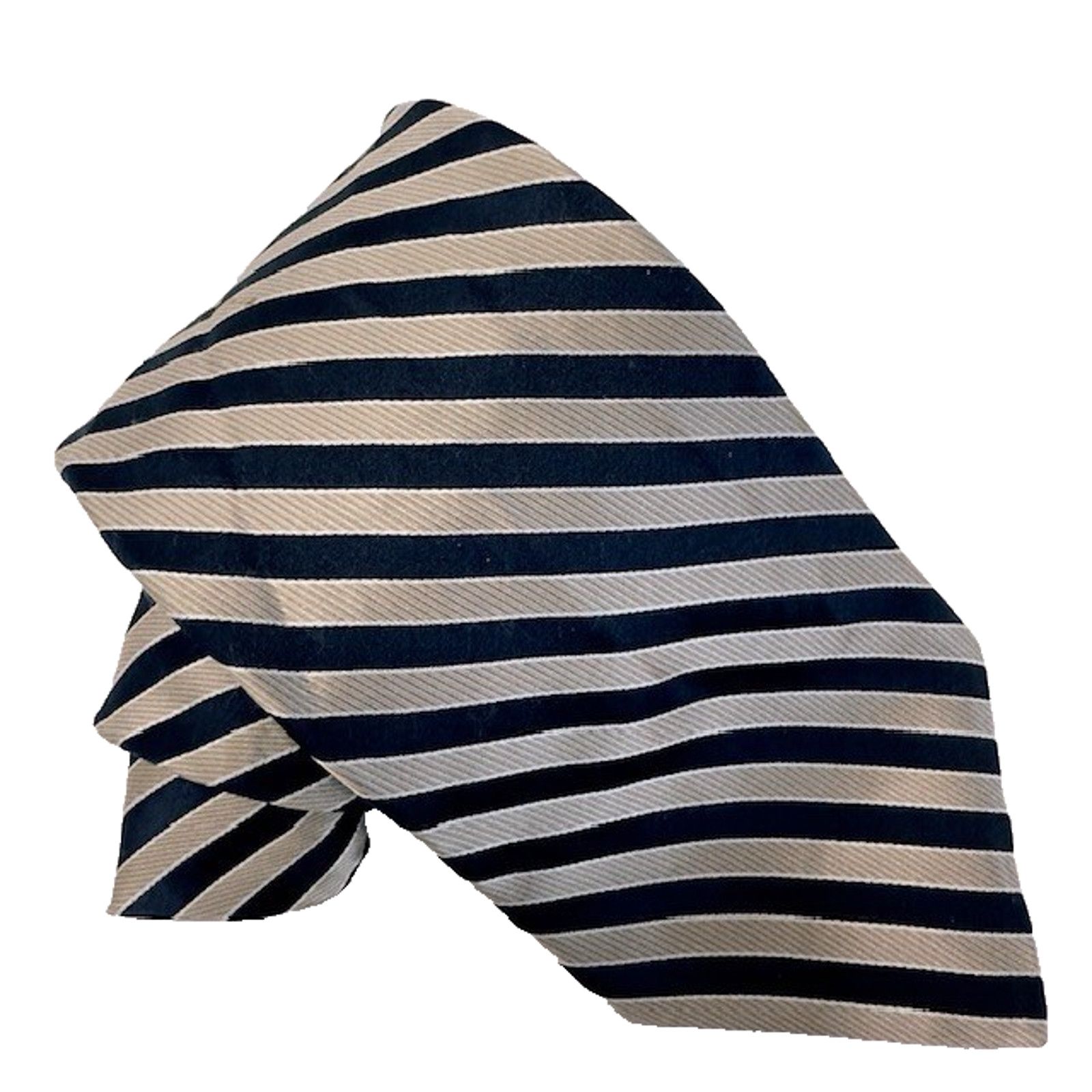 Nautica NAUTICA Men's 100% Silk Wide tie Striped Gold/Black 59 1/2" Size ONE SIZE - 1 Thumbnail