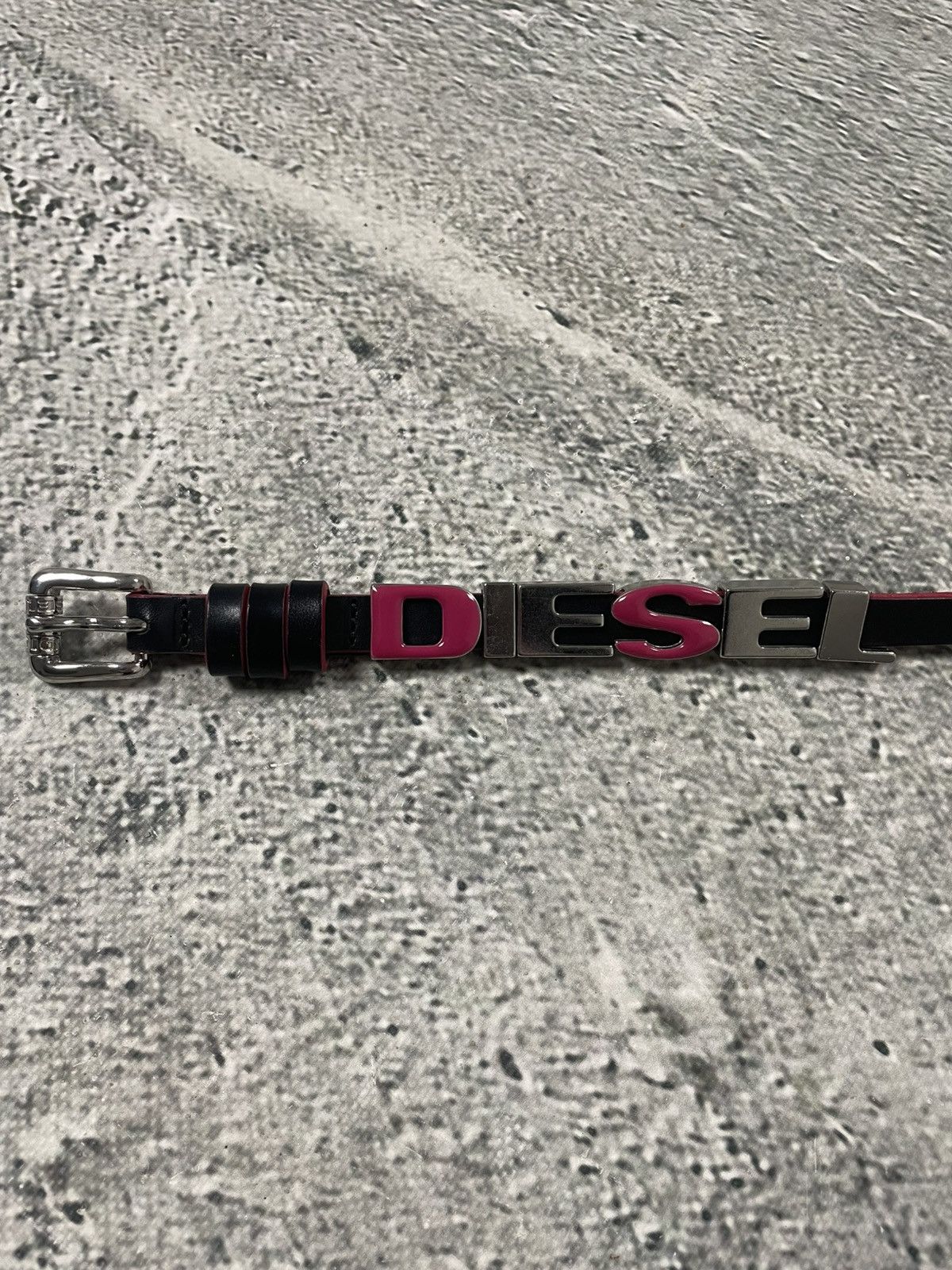 Diesel Diesel leather belt multicolour moving letters black pink Size 32 - 3 Thumbnail