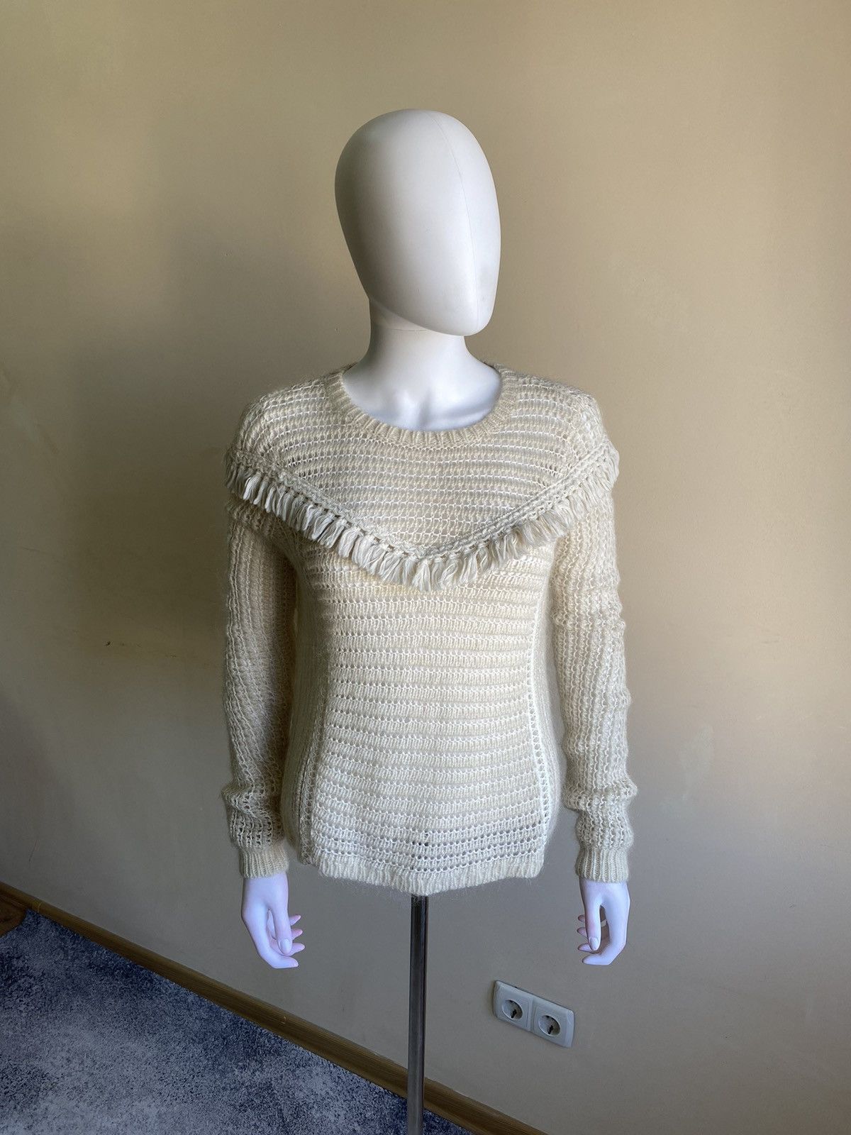 Sezane Sezane Womens Mohair/Wool Ivory Long Sleeve Knit Sweater XS Size XS / US 0-2 / IT 36-38 - 2 Thumbnail