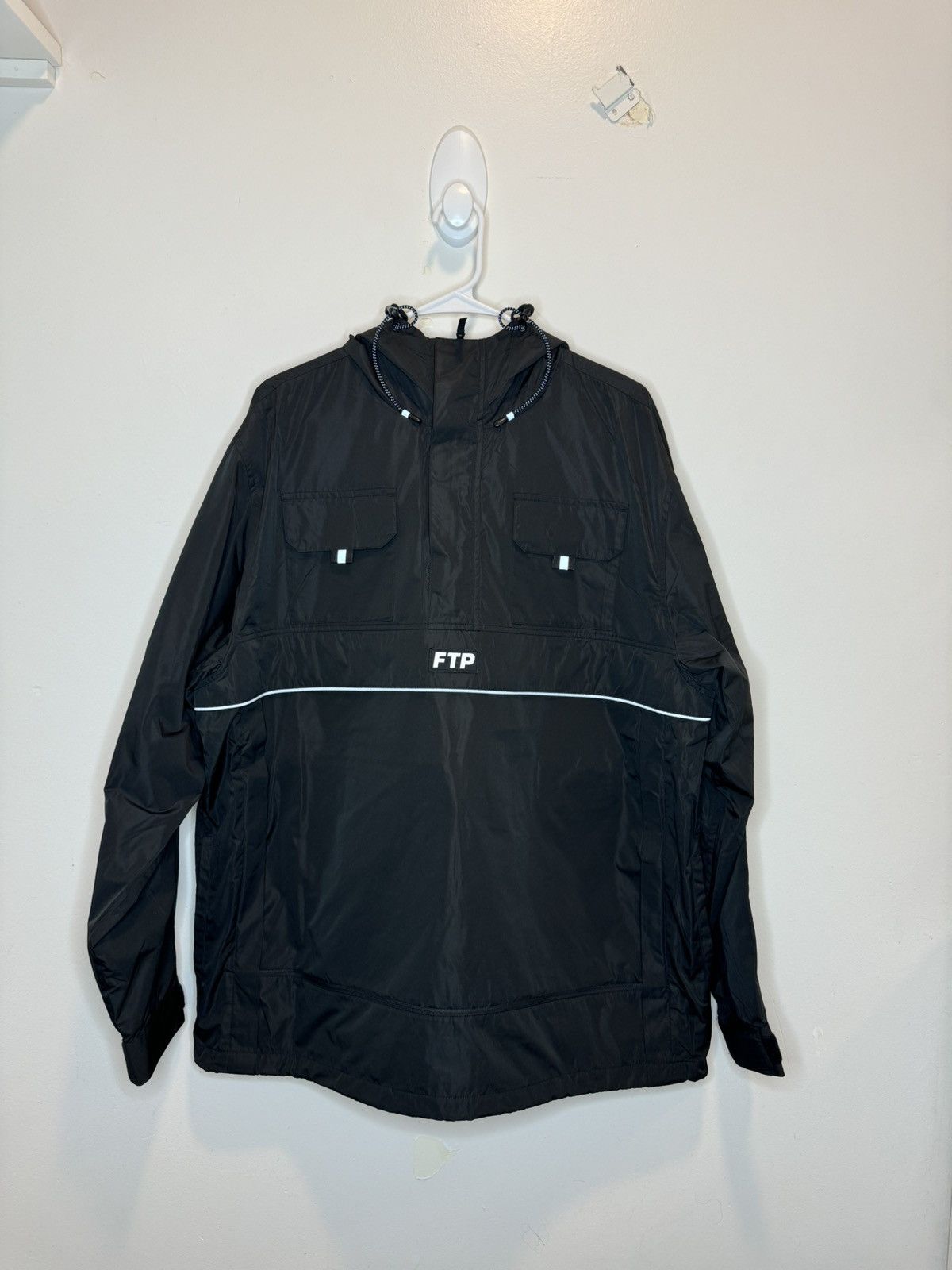 image of Fuck The Population Ftp Black Nylon Nylon Anorak, Men's (Size XL)