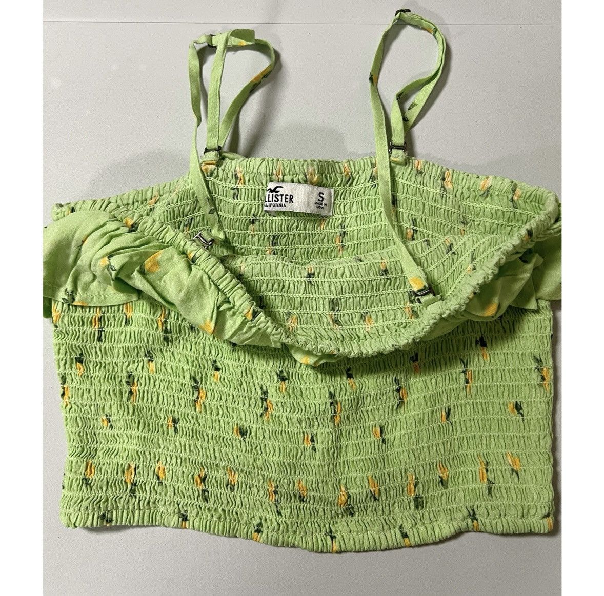Hollister Hollister Green Lemons Floral Ruffle Crop Top Shirt Size S🍋✨ Size S / US 4 / IT 40 - 3 Thumbnail