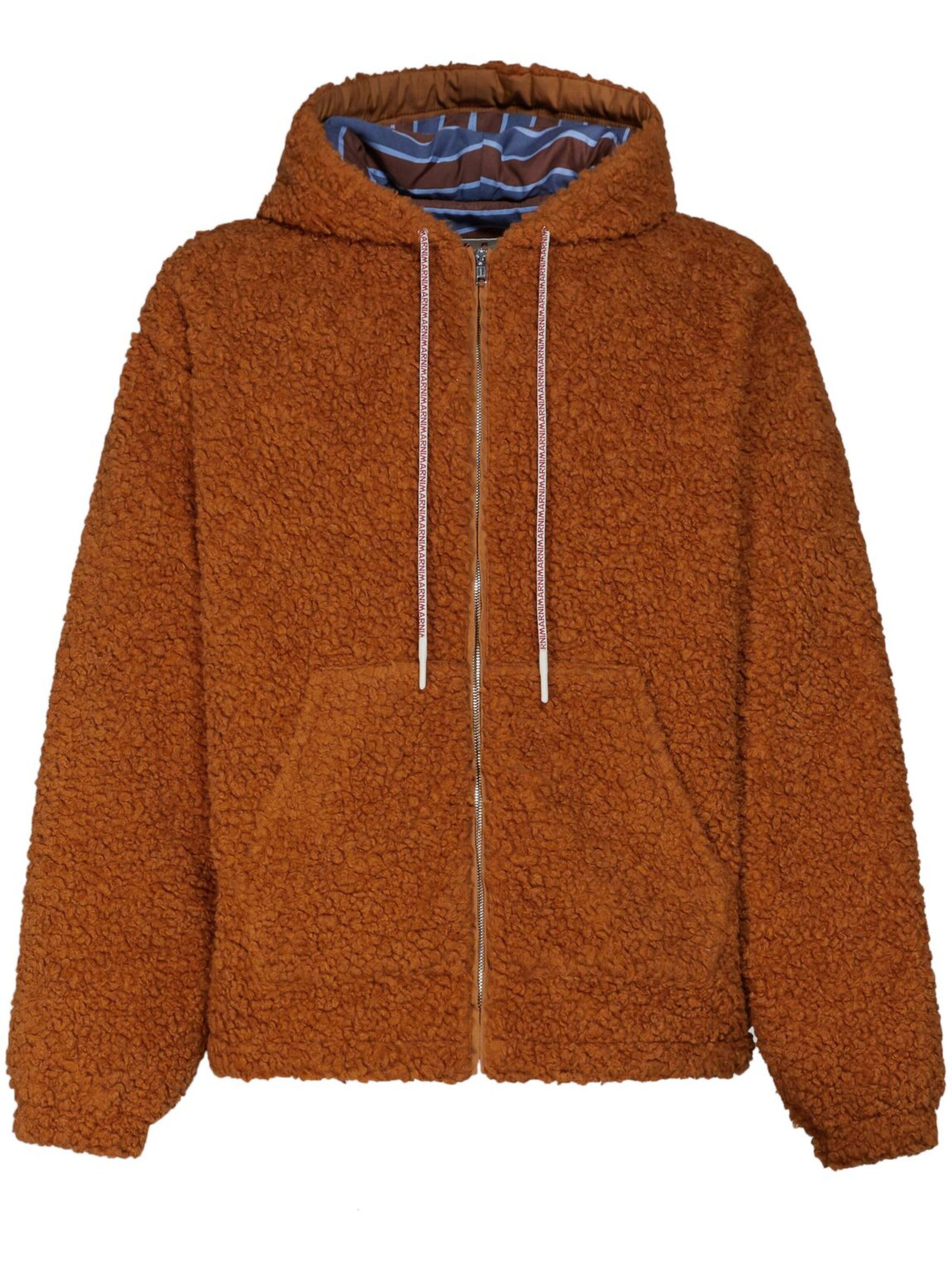 Marni o1w1db11124 Logo-Drawstring Teddy Jacket in Brown Size US L / EU 52-54 / 3 - 1 Thumbnail