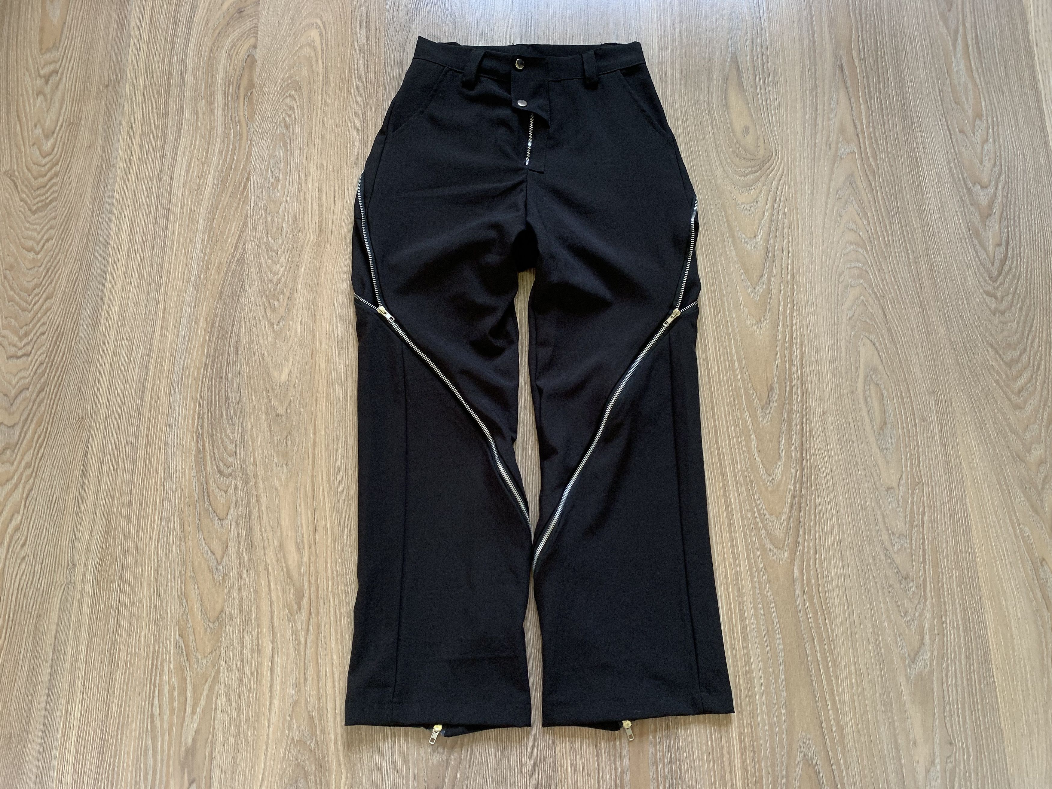 Handmade Designer Women’s Handmade Black Zip Pants Size 27" / US 4 / IT 40 - 2 Thumbnail