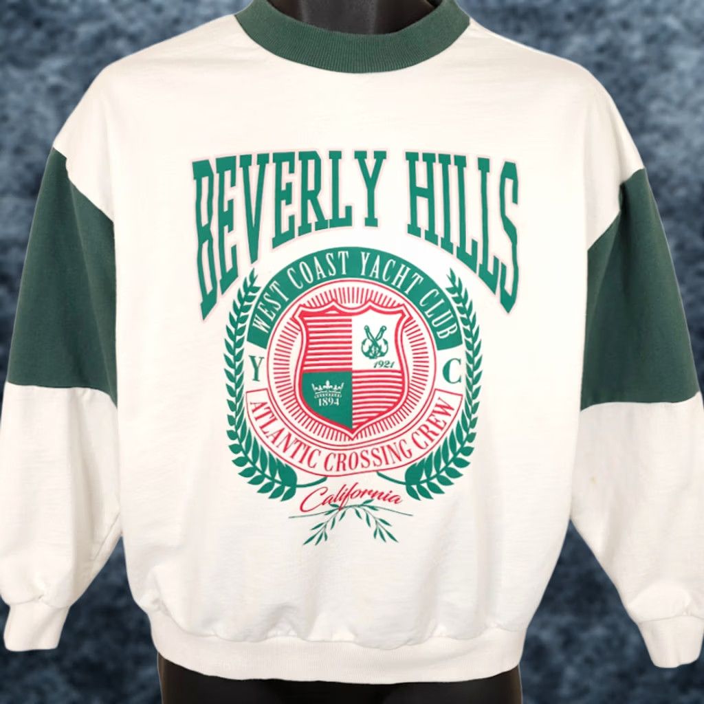 Forever 21 FOREVER 21 Sweatshirt Womens Size S White Green Beverly Hills Yacht Club Crew Rowing Activewear Vintage: No Size S / US 4 / IT 40 - 1 Thumbnail