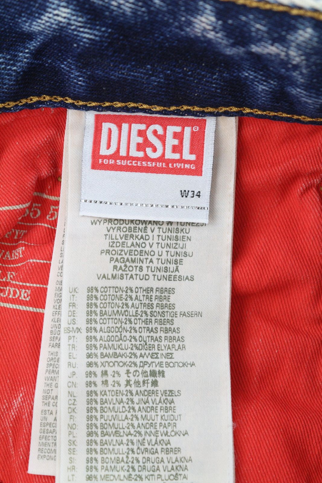 Diesel 1955 09E10 W34/L32 Blue Regular Straight Distress 85393 Size US 34 / EU 50 - 8 Thumbnail