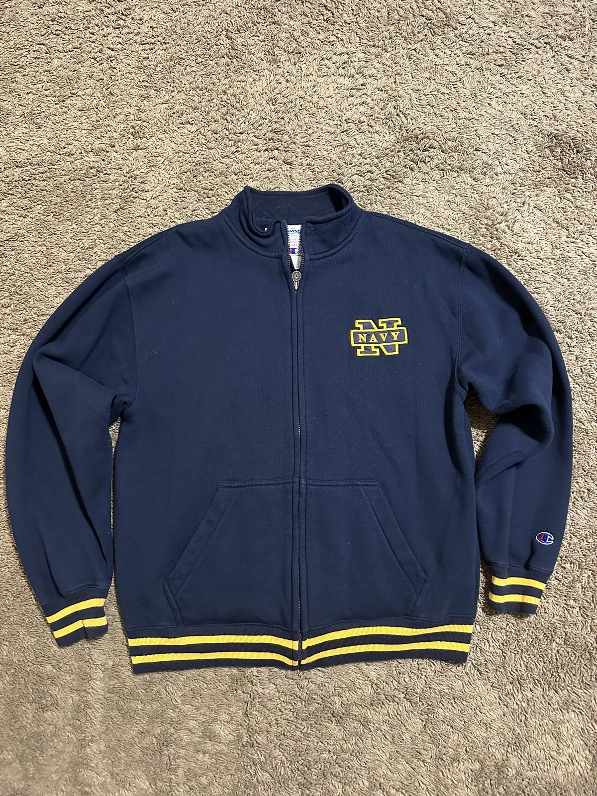 Champion × NCAA × Vintage Vintage Champion Navy university sweater 00s size large Size US L / EU 52-54 / 3 - 5 Thumbnail