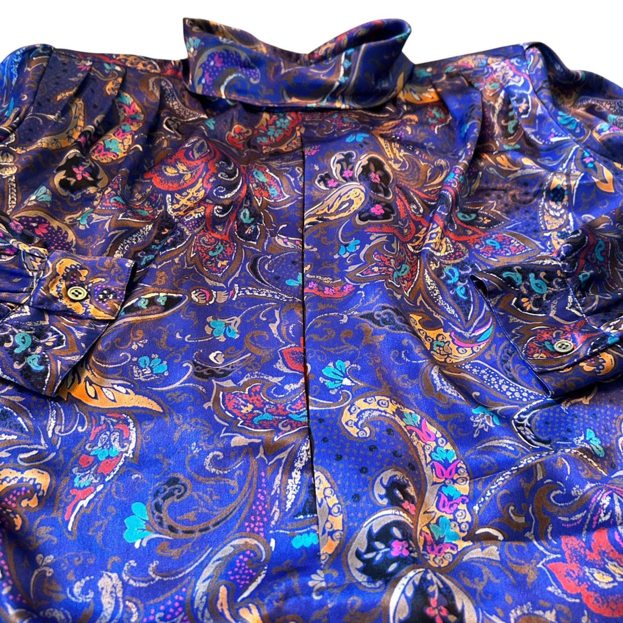 Vintage Vintage Susan Mathews Novelty Print Mock Neck Blouse 12 Size XL / US 12-14 / IT 48-50 - 6 Thumbnail