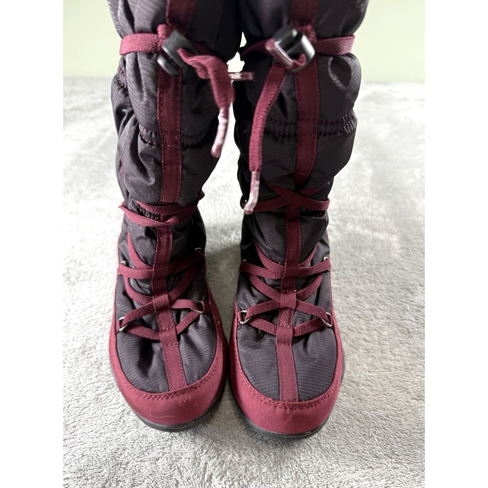 Vintage Kamik Snow Boots Womens Size 8 Drawstring Tall Winter Black/Red Dri-Defense Size US 8 / IT 38 - 2 Thumbnail