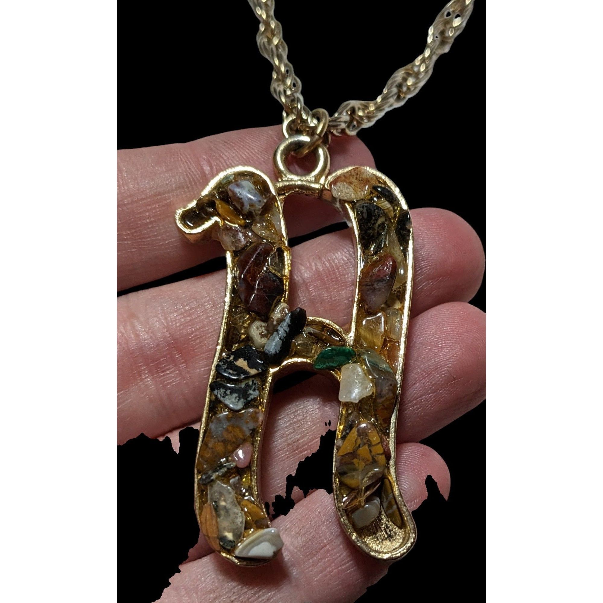 Other Gemstone Chip H Initial Pendant Necklace Size ONE SIZE - 6 Thumbnail