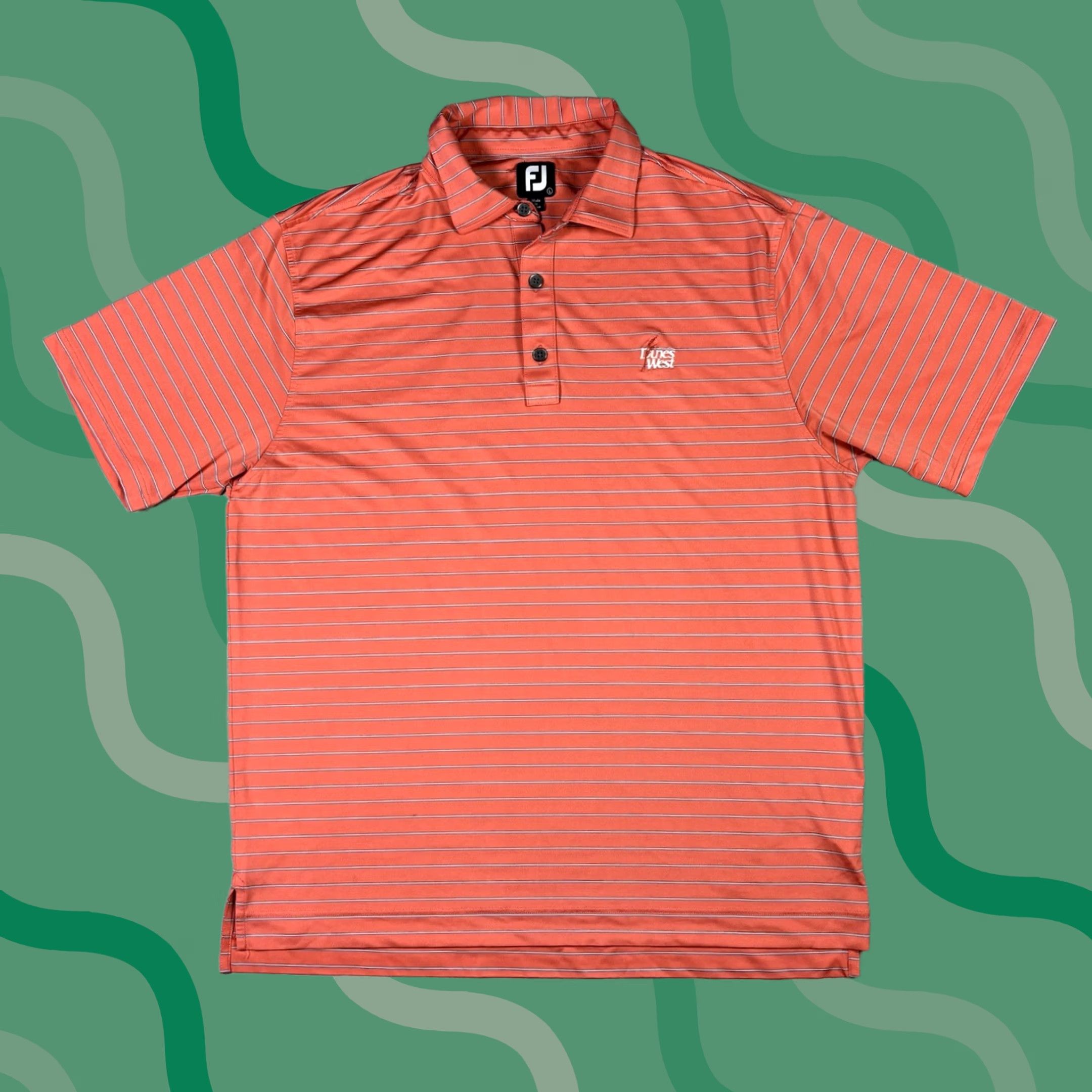 Vintage FJ Polo Shirt Mens L Orange Striped Collared Dri Fit Golf Shirt Vintage No Dunes West Size US L / EU 52-54 / 3 - 1 Thumbnail
