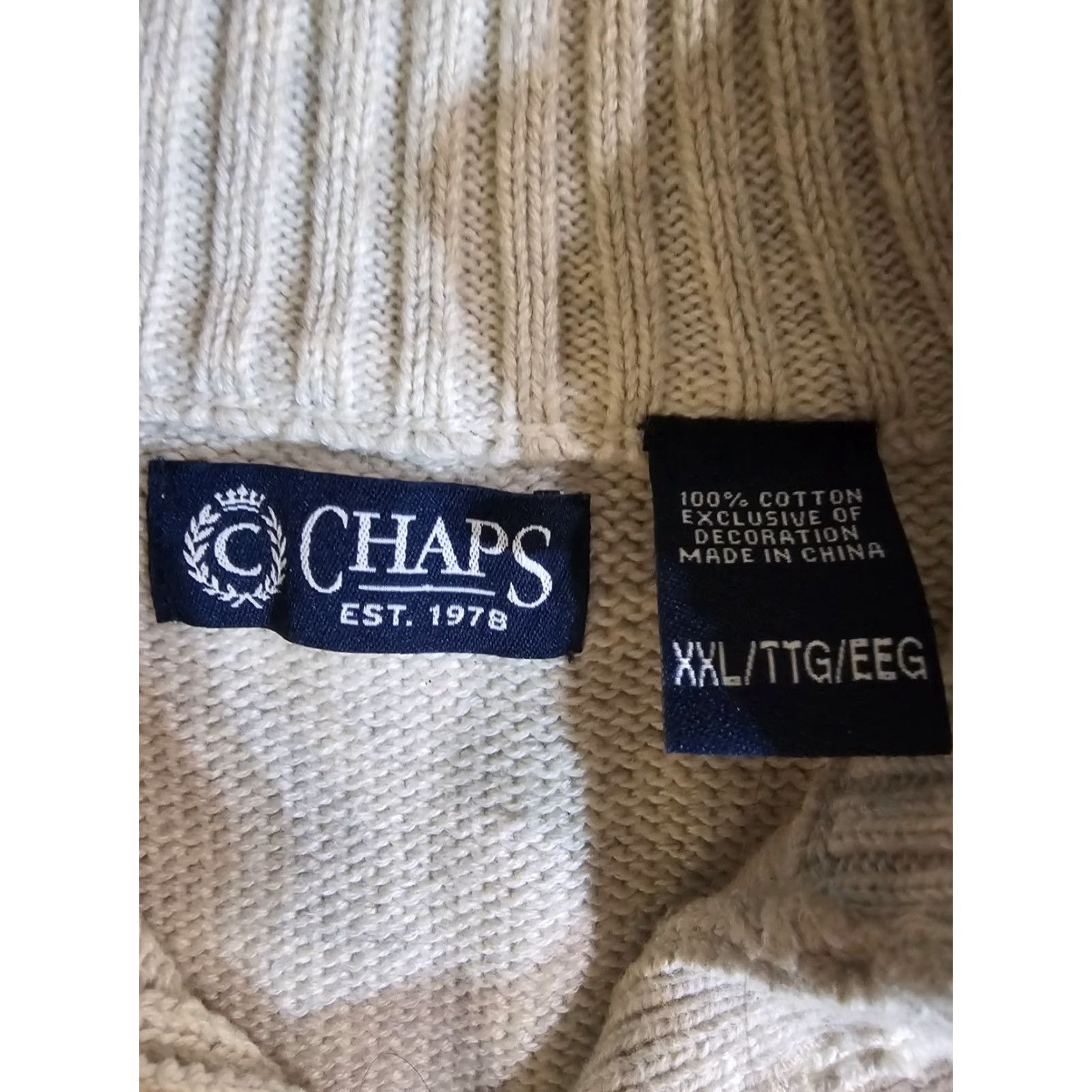 Chaps VINTAGE Chaps Ralph Lauren Sweater Nordic 1/4 Button Mock Neck 2XL Cream Black Red Pattern Mens Size US XXL / EU 58 / 5 - 5 Thumbnail