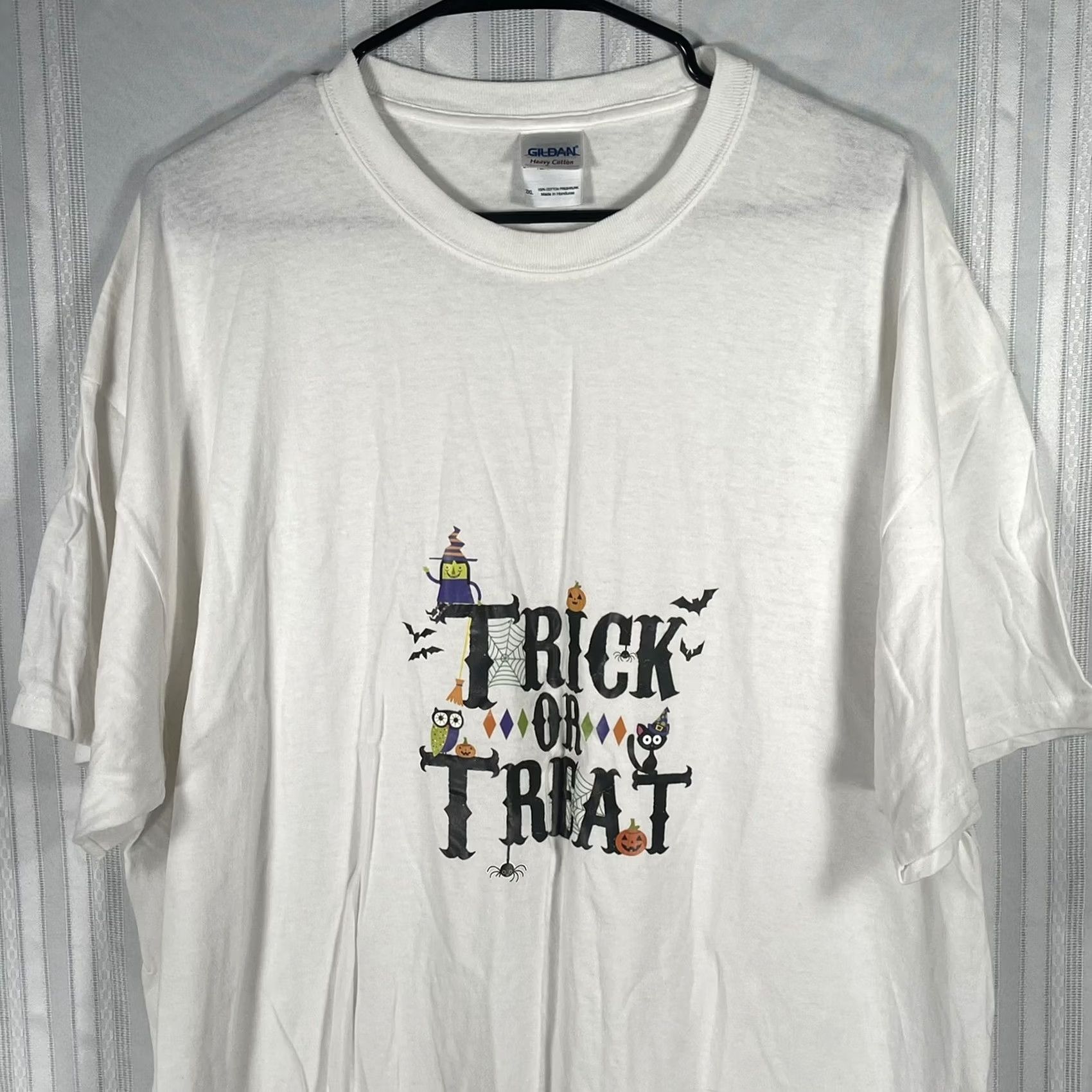 Gildan Gildan T-Shirt Men's White Crew Neck Size 2XL Heavy Cotton Trick or Treat Size US XXL / EU 58 / 5 - 2 Thumbnail