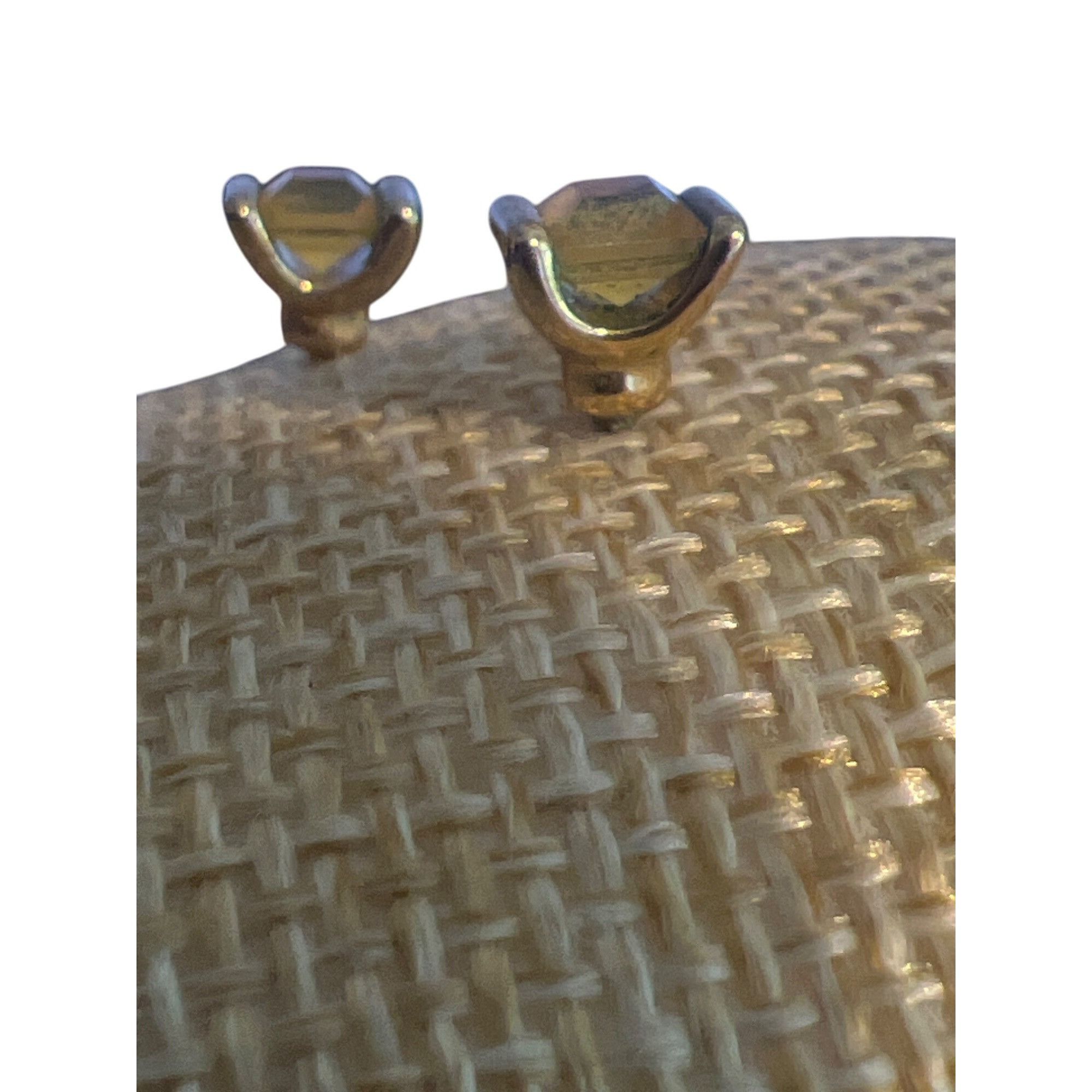 Other Vintage Gold Tone Stud Earrings Yellow Crystal Rhinestones P Size ONE SIZE - 3 Thumbnail