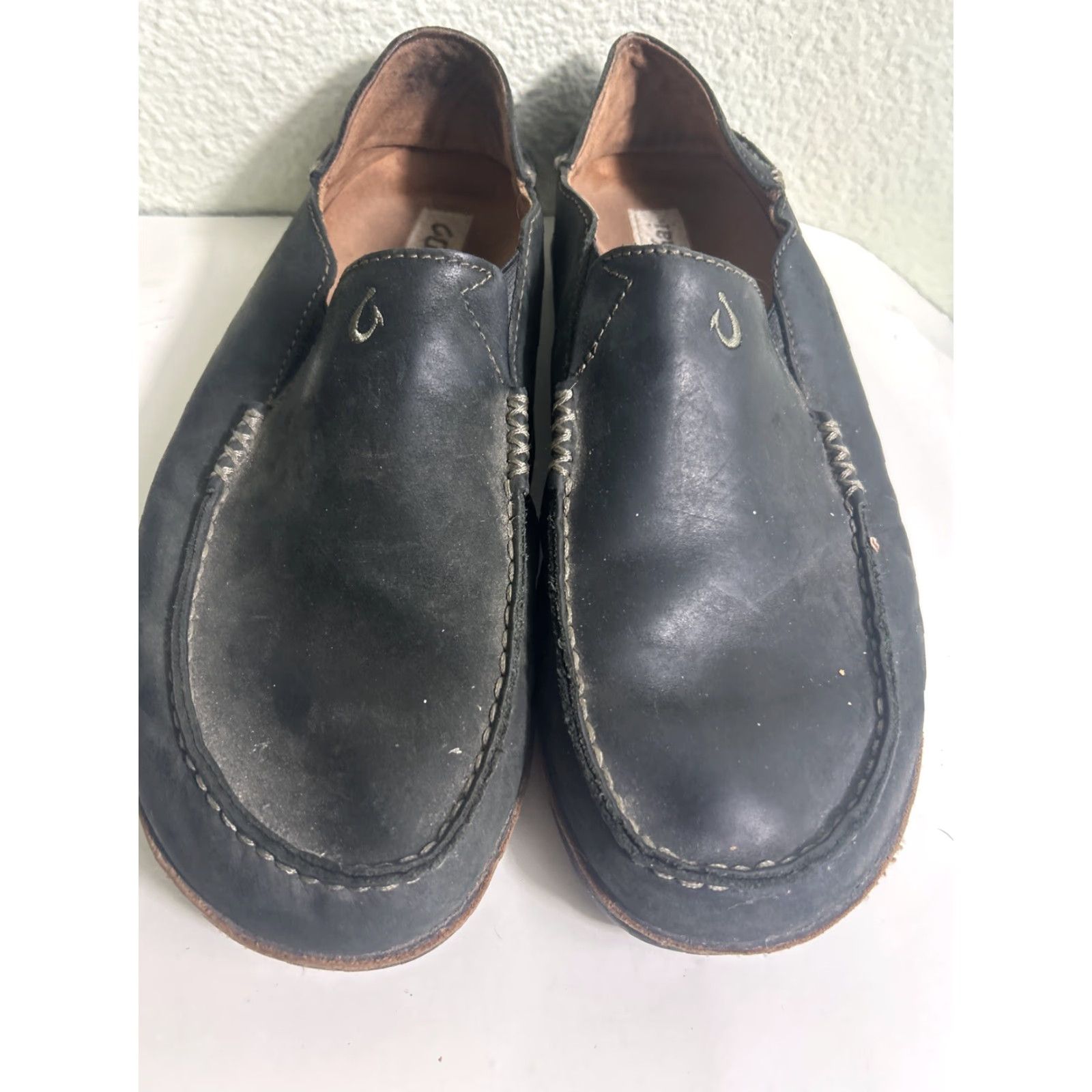 Olukai Mens OluKai Moloa Leather Black US 11 Slip-On Casual Comfort Leather Shoes 10128-4033 Mens Size US 11 / EU 44 - 6 Thumbnail