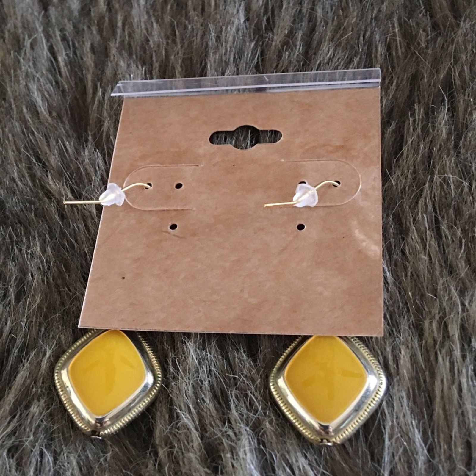 Jewelry Mustard yellow gold tone diamond disc earrings Size ONE SIZE - 3 Thumbnail