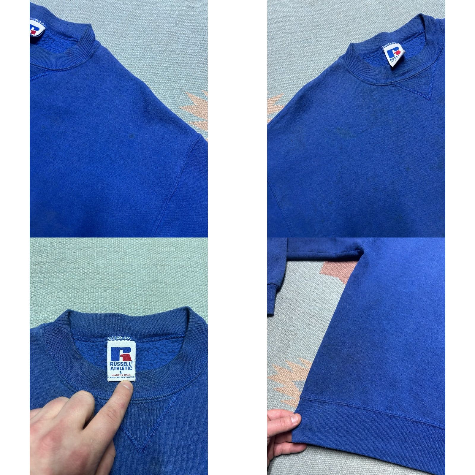 Vintage VINTAGE Russell athletic crewneck sweatshirt blue USA Large Men's Sweatshirt Pullover Size US L / EU 52-54 / 3 - 8 Thumbnail