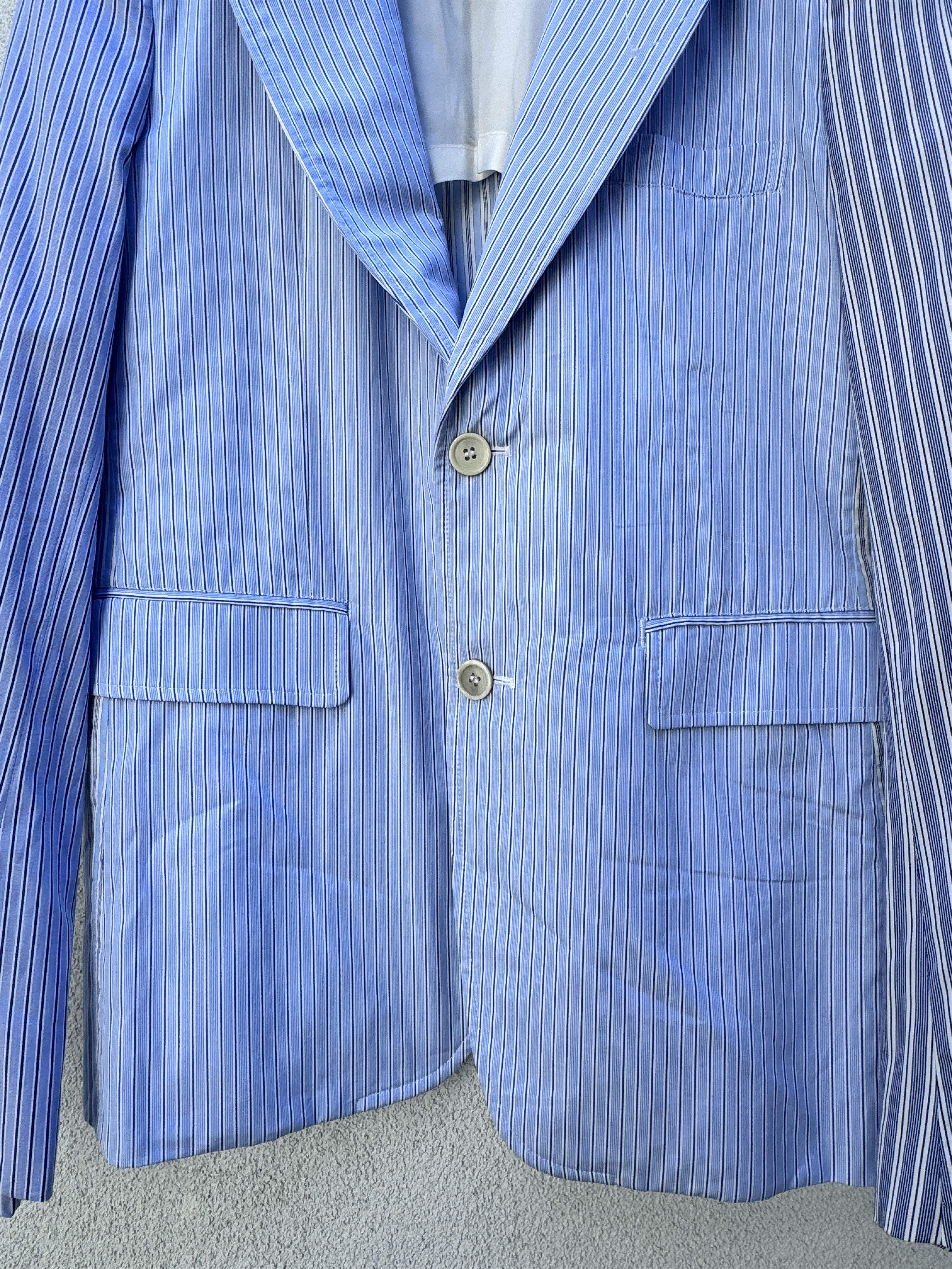 Comme des Garcons COMME des GARCONS SHIRT Blue White Striped Cotton Blazer S Size 48S - 5 Thumbnail